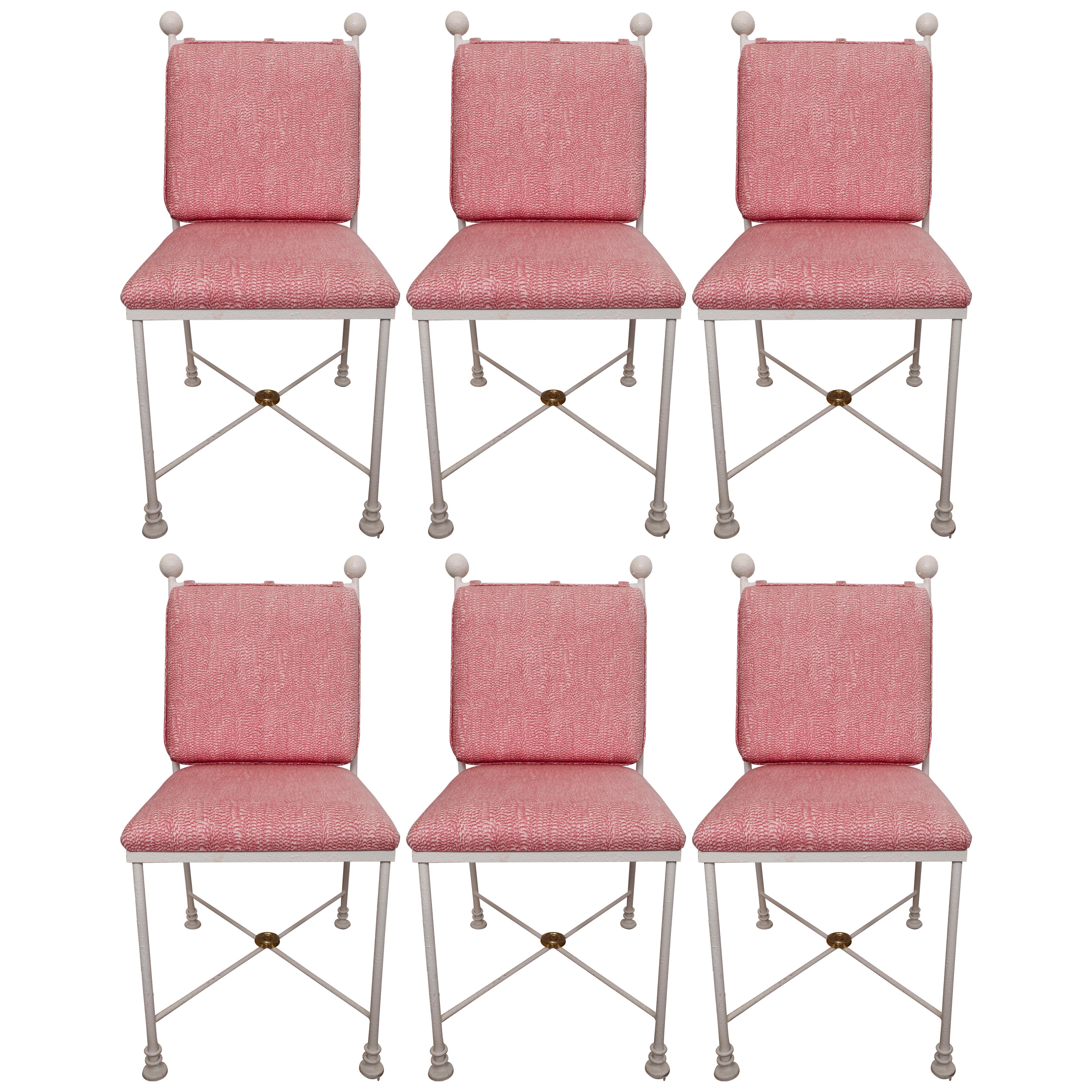 Set of Six Painted Metal Dining Chairs