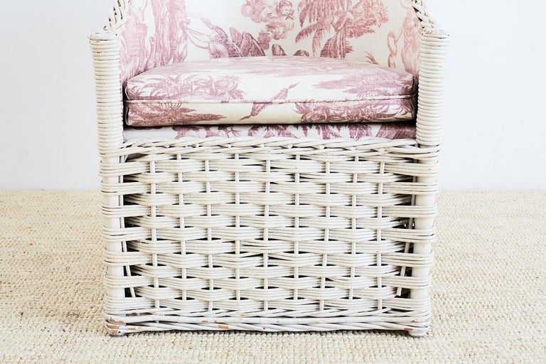 Set of Six Painted Rattan and Wicker Garden Chairs at 1stDibs