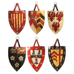Set of Six Painted Tole Oxford and Cambridge College Crests