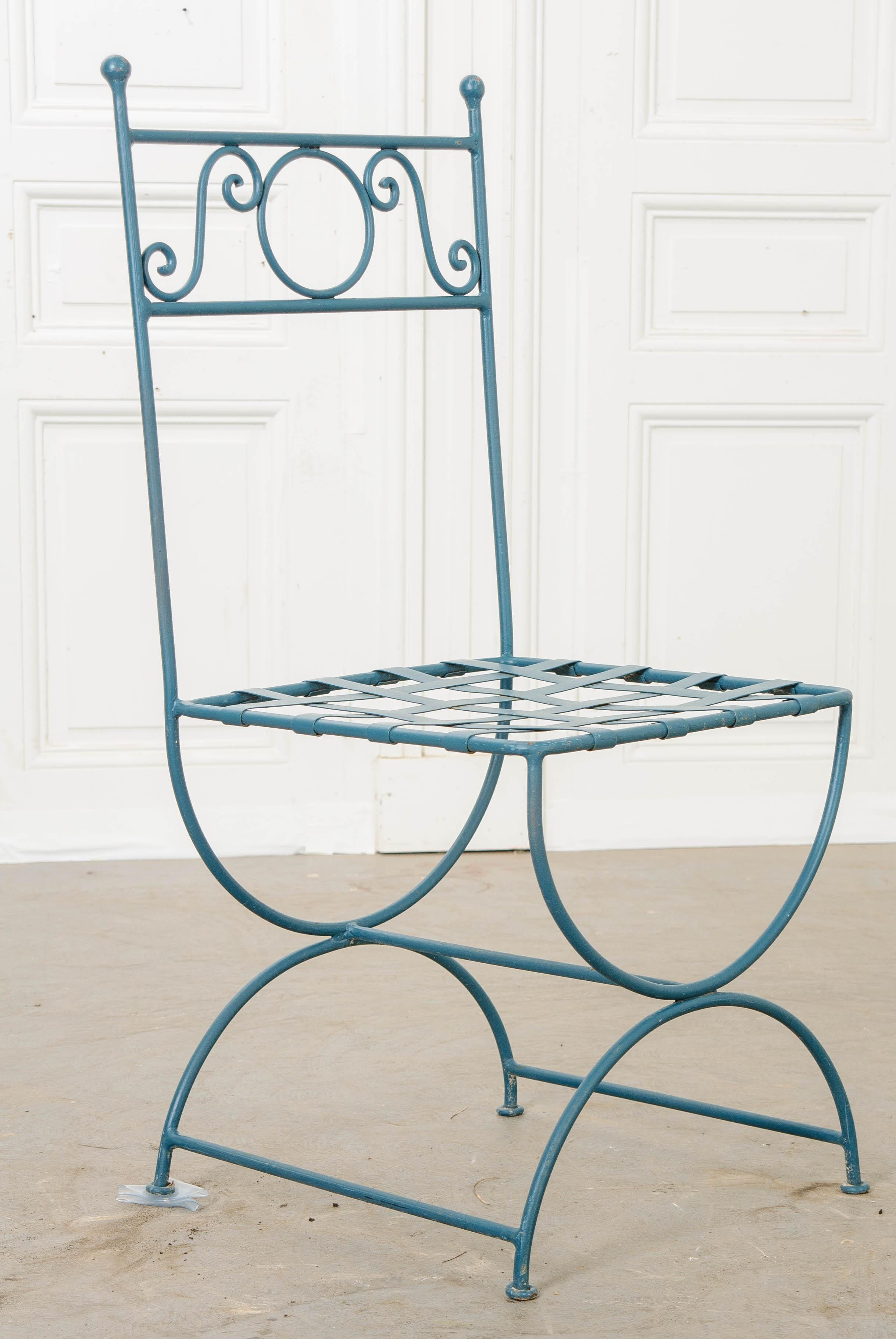 Set of Six Painted Wrought Iron French Garden Chairs 5