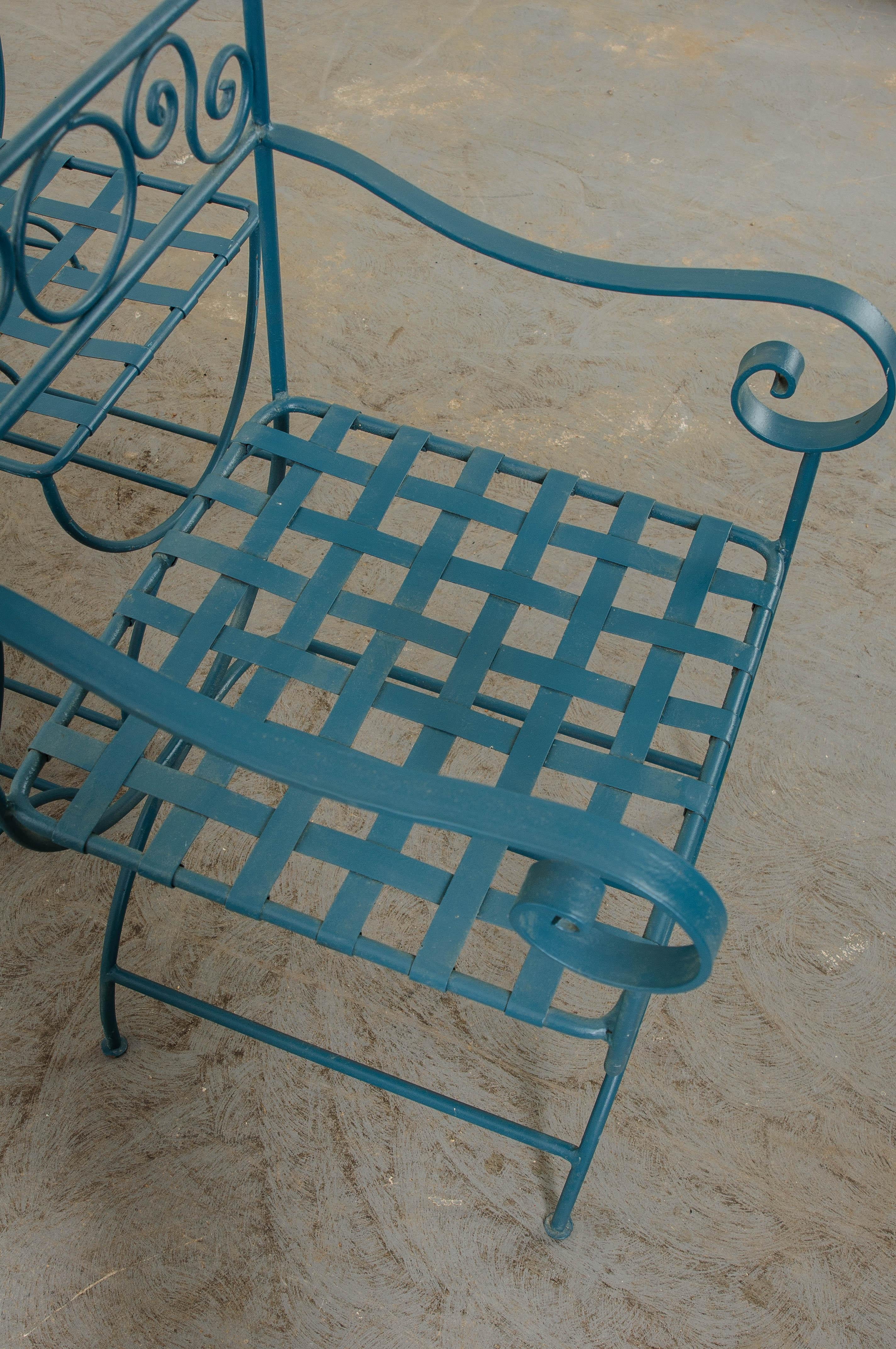 Set of Six Painted Wrought Iron French Garden Chairs 9