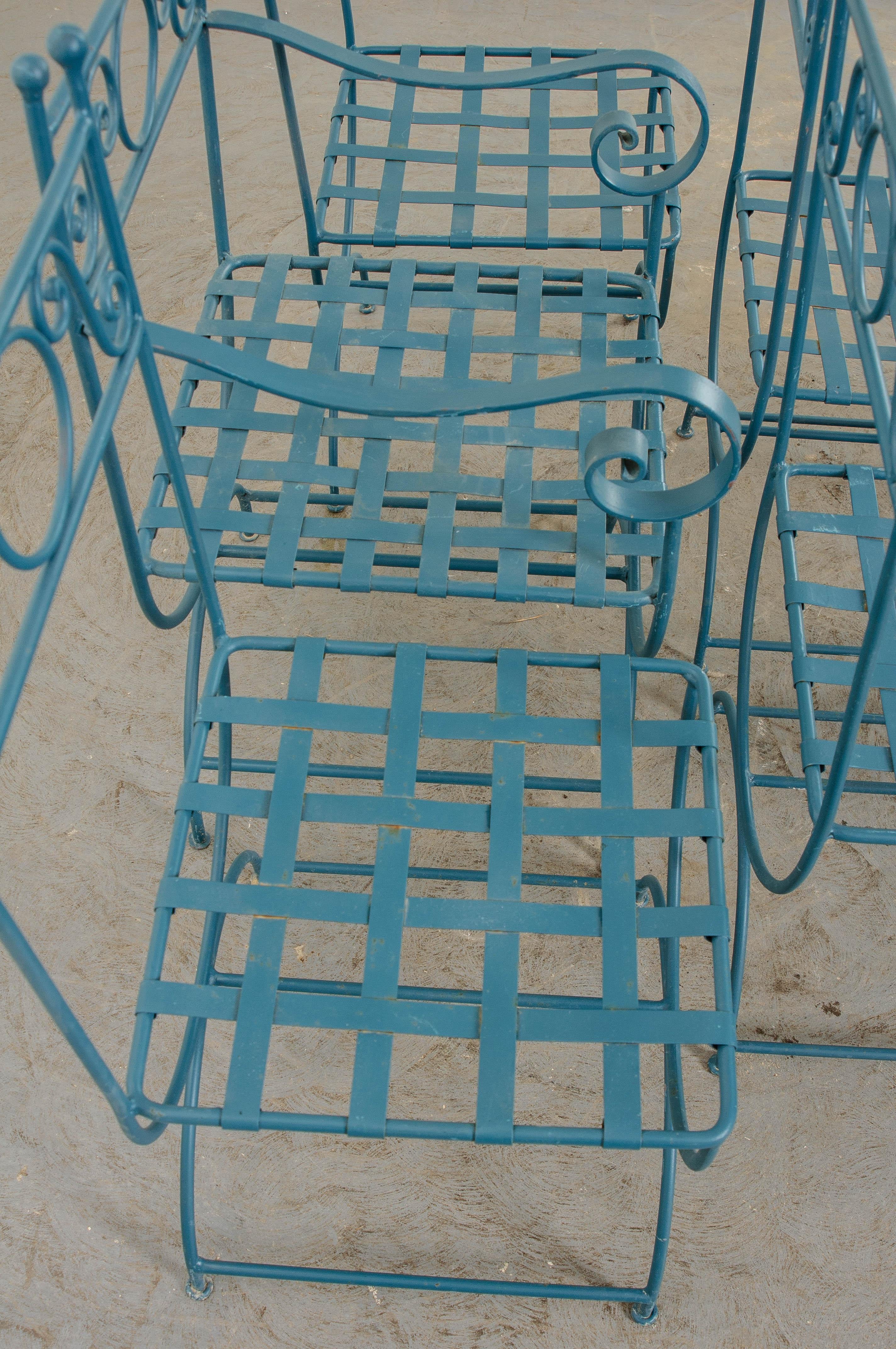 Set of Six Painted Wrought Iron French Garden Chairs 11