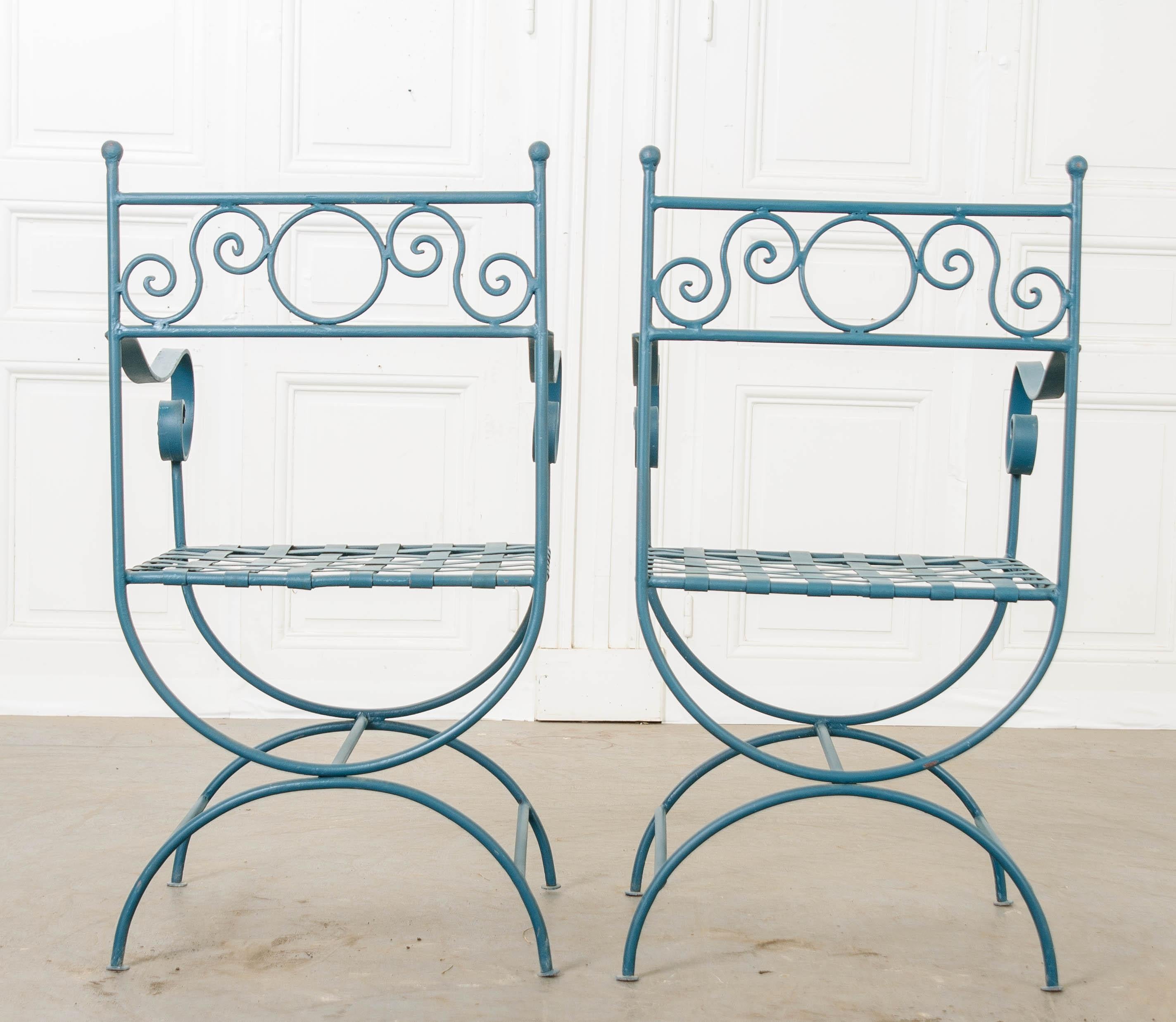 Other Set of Six Painted Wrought Iron French Garden Chairs