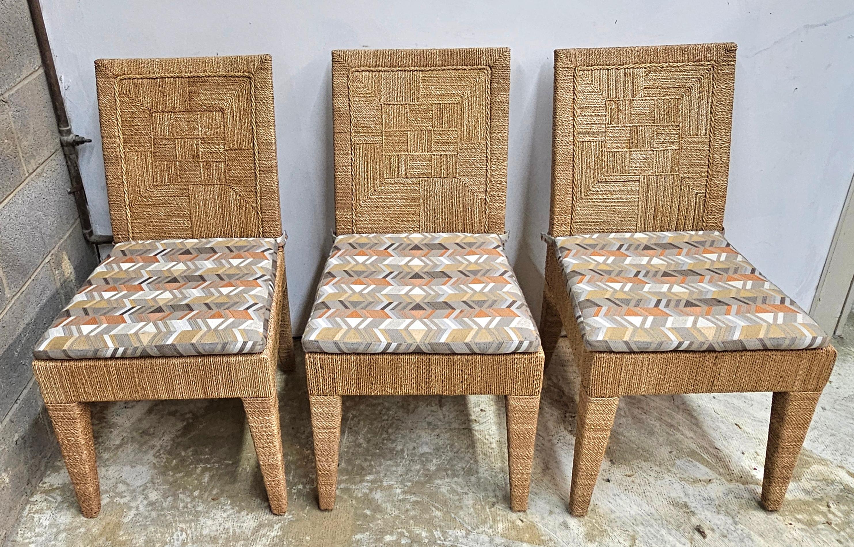 Set di sei sedie da pranzo Palecek in legno e abaca intrecciata di Vale in vendita 4
