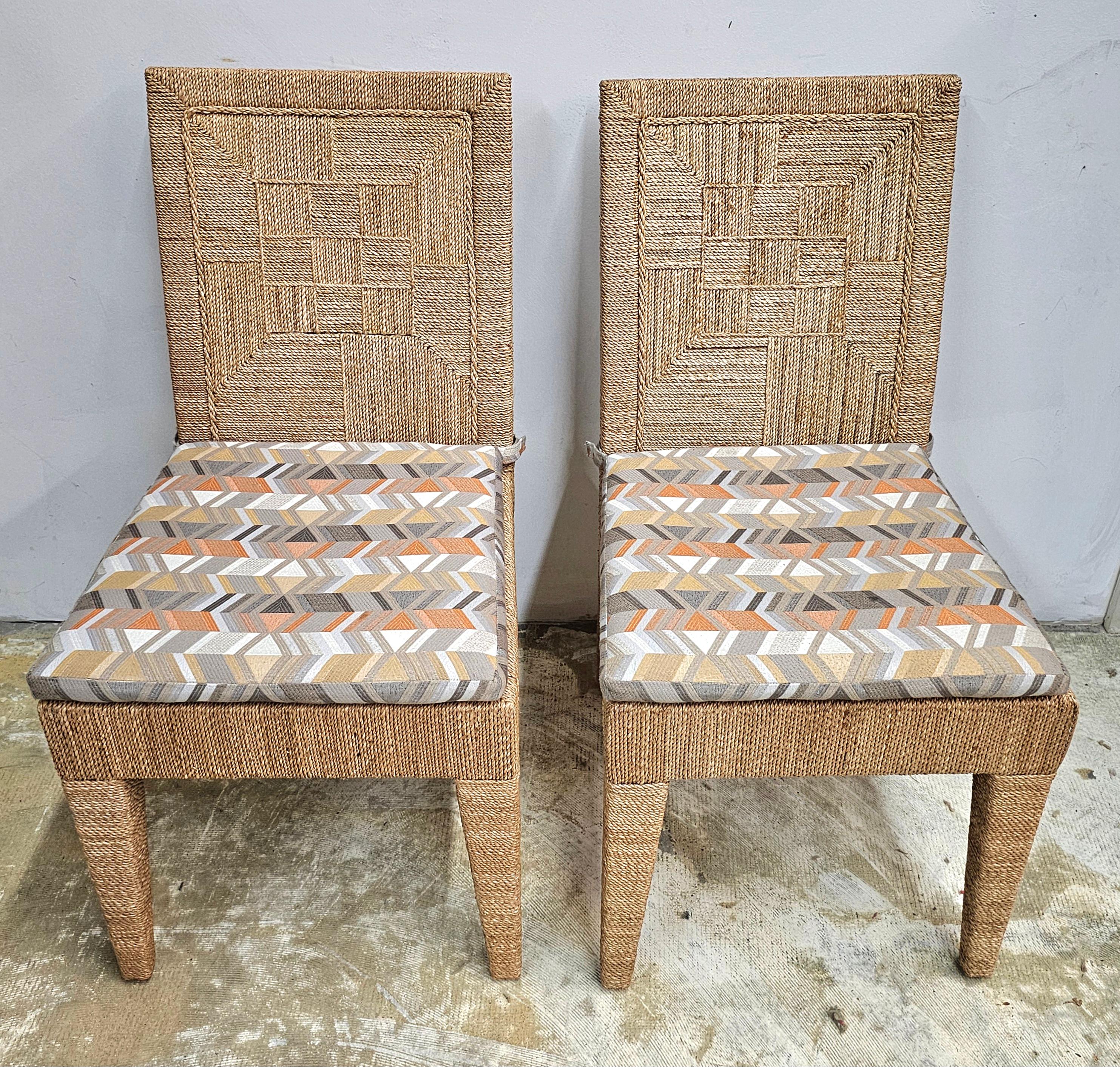 Set di sei sedie da pranzo Palecek in legno e abaca intrecciata di Vale in vendita 5