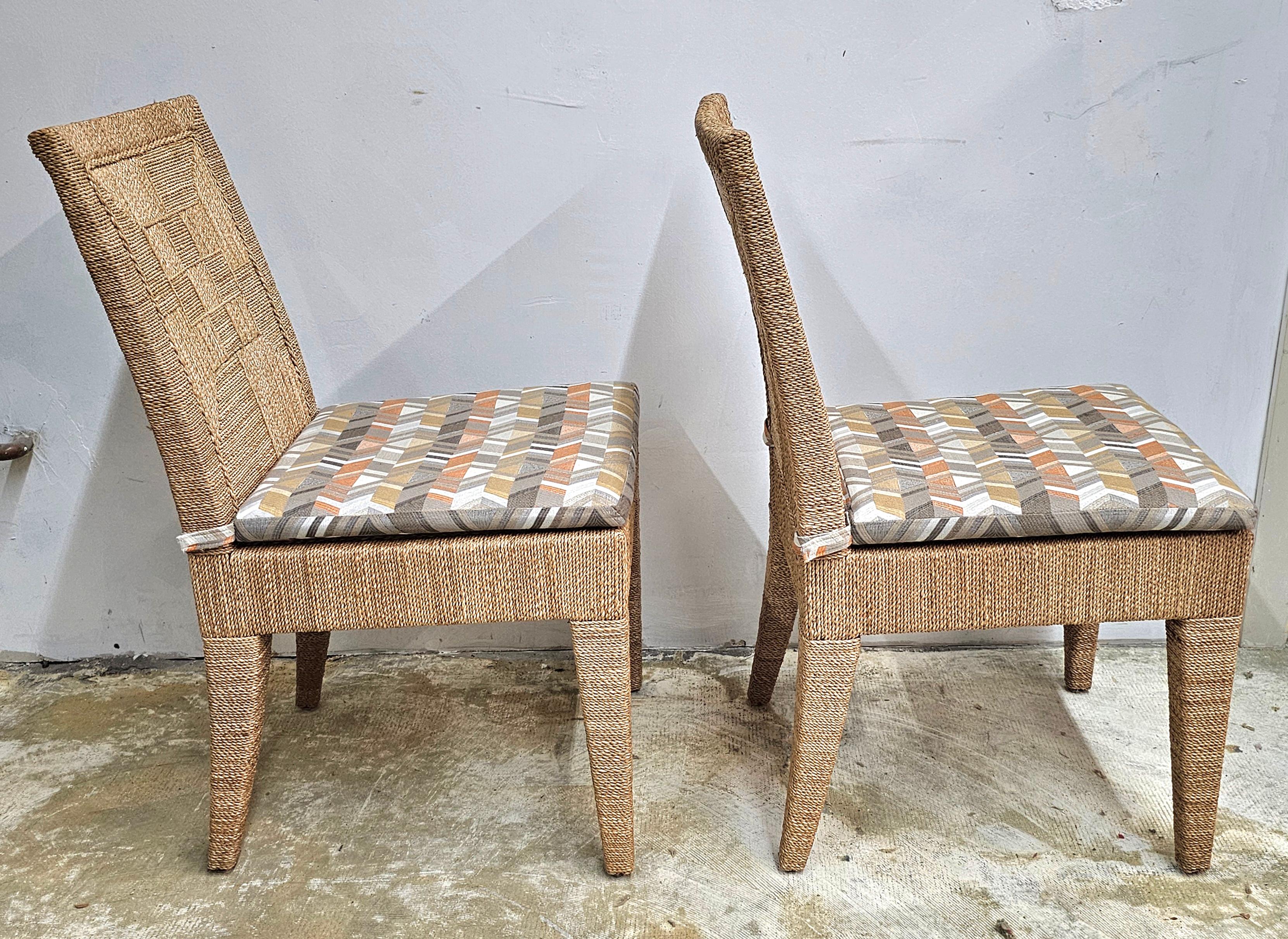 Set di sei sedie da pranzo Palecek in legno e abaca intrecciata di Vale in vendita 6