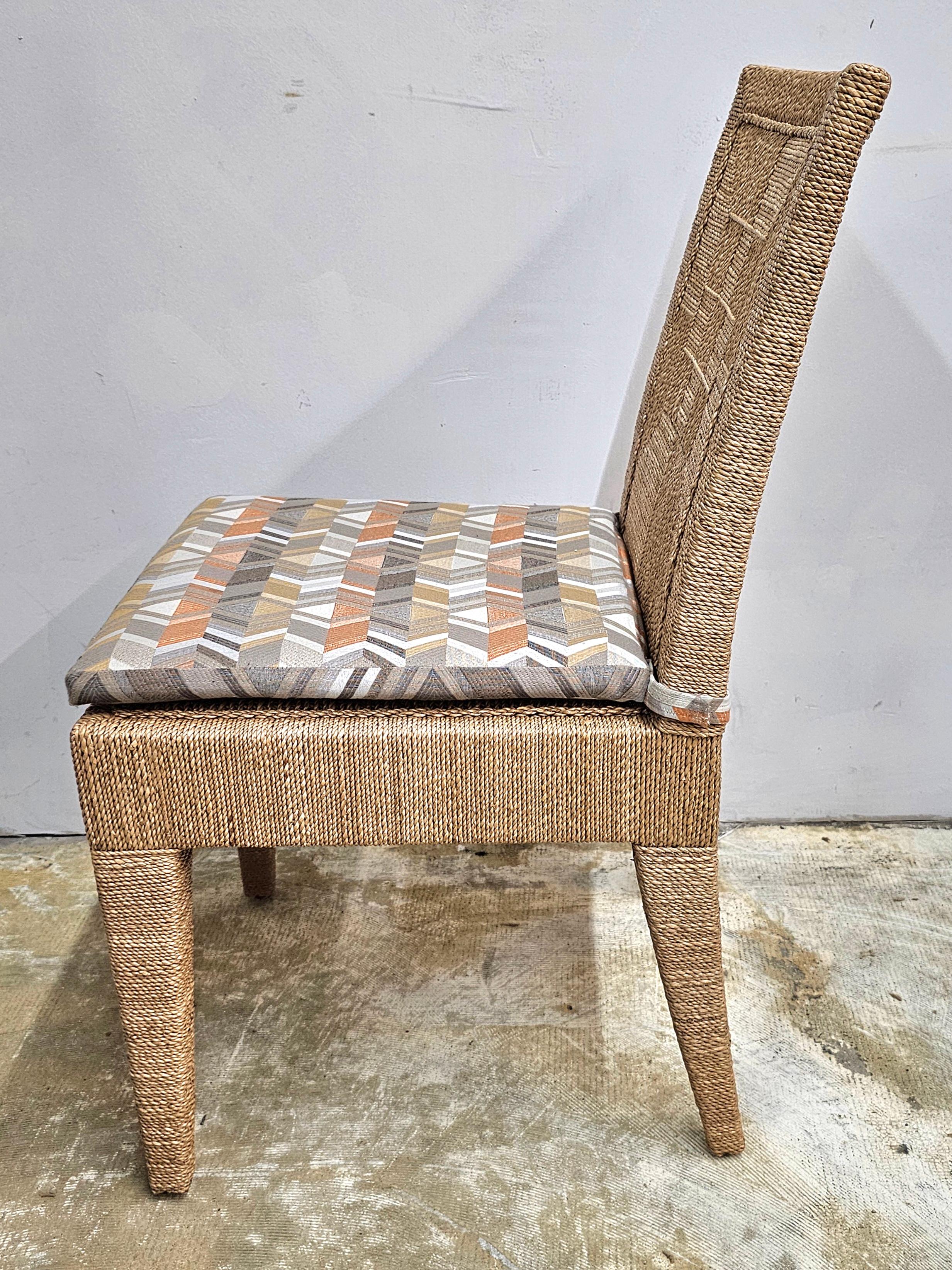 Set di sei sedie da pranzo Palecek in legno e abaca intrecciata di Vale in vendita 7