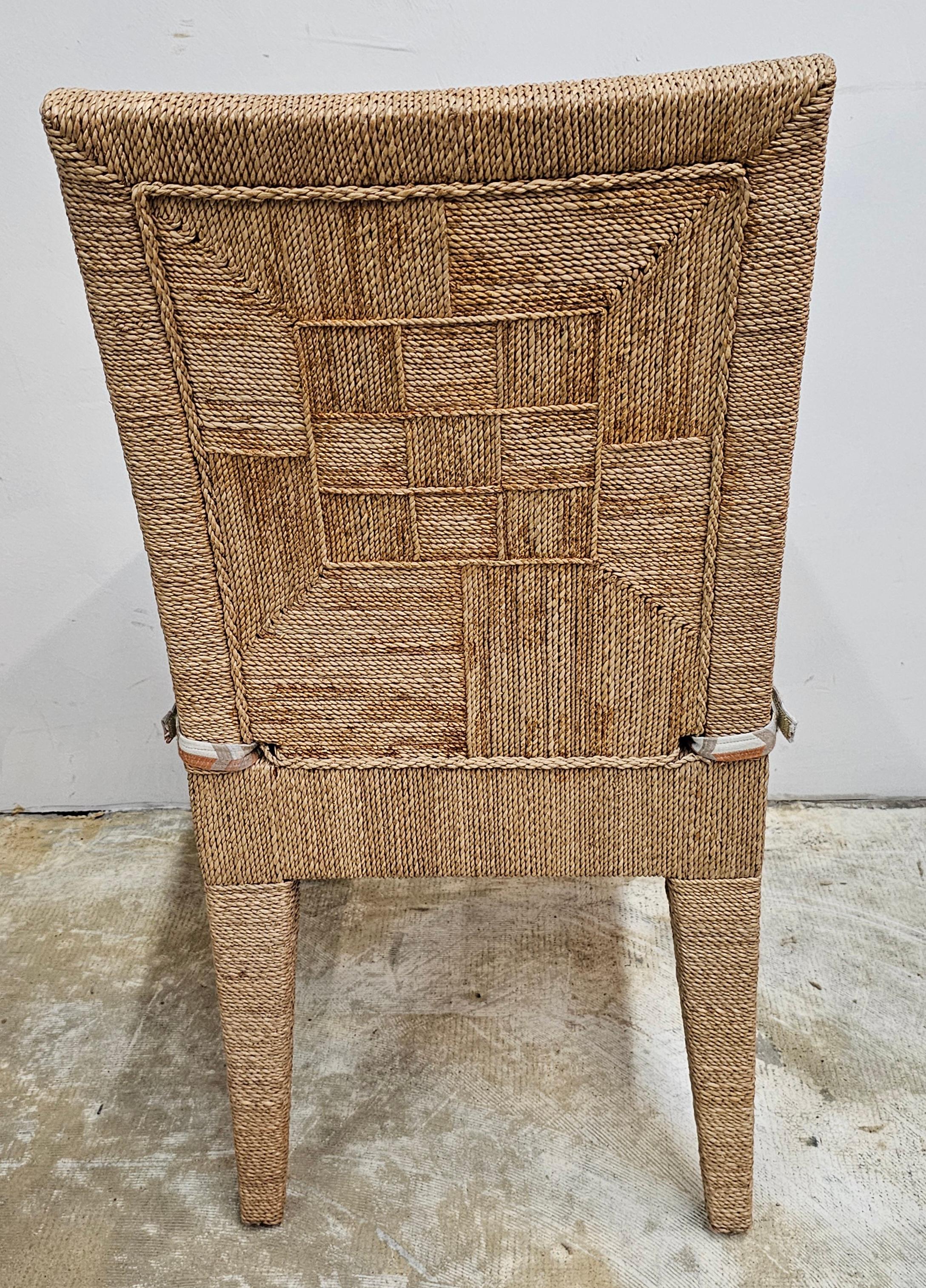 Set di sei sedie da pranzo Palecek in legno e abaca intrecciata di Vale in vendita 8