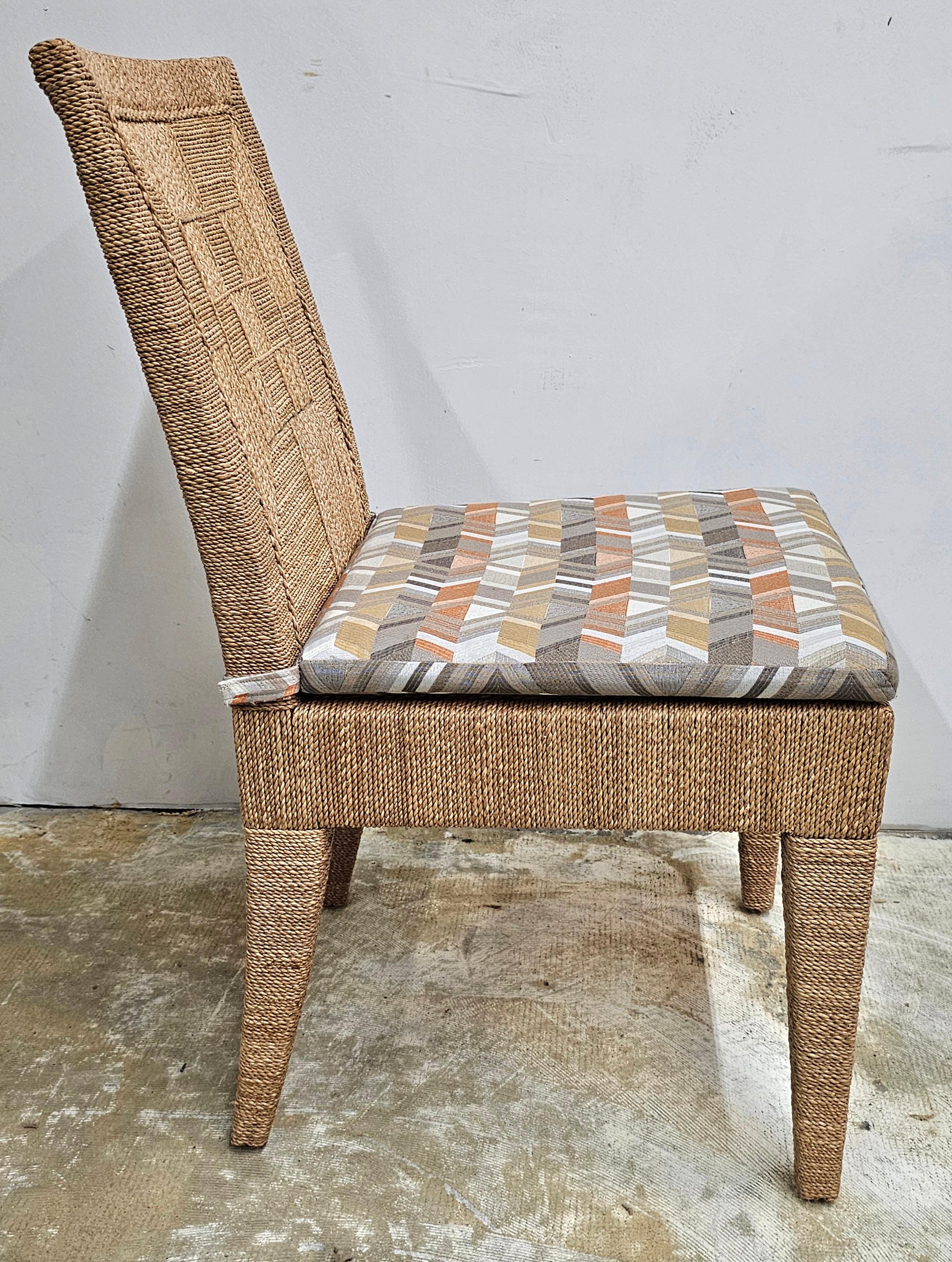 Set di sei sedie da pranzo Palecek in legno e abaca intrecciata di Vale in vendita 9
