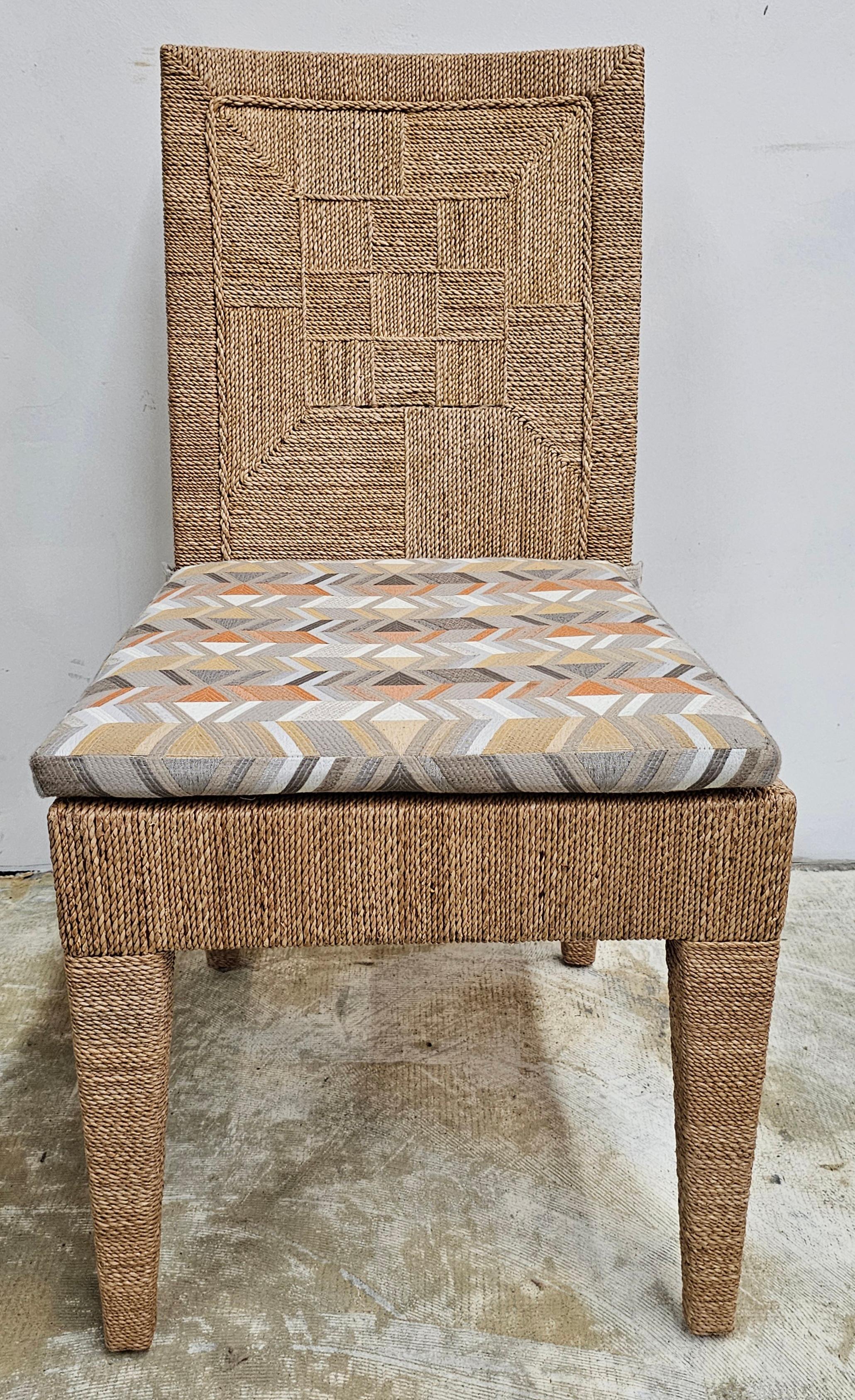 Set di sei sedie da pranzo Palecek in legno e abaca intrecciata di Vale in vendita 10