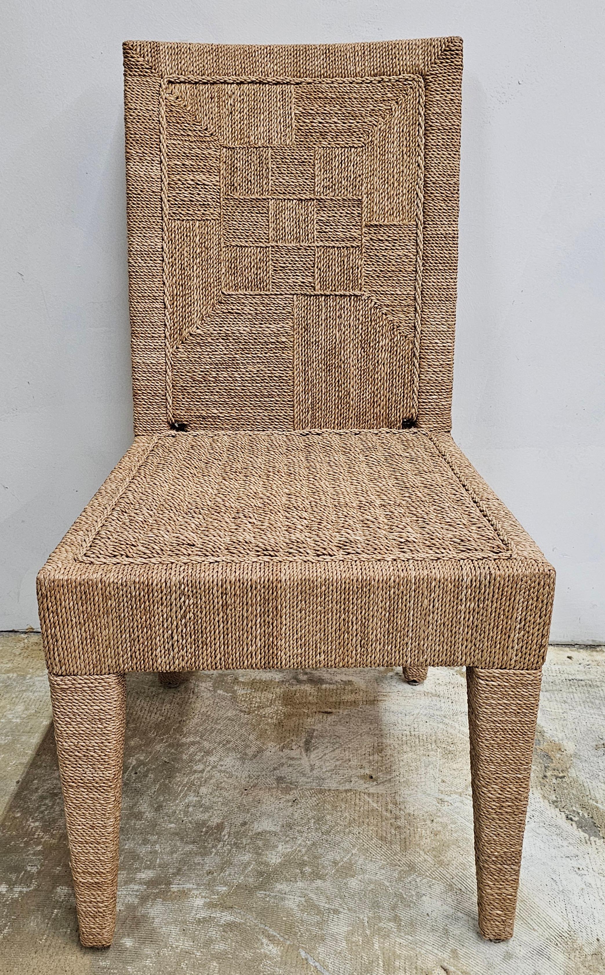 Set di sei sedie da pranzo Palecek in legno e abaca intrecciata di Vale in vendita 11