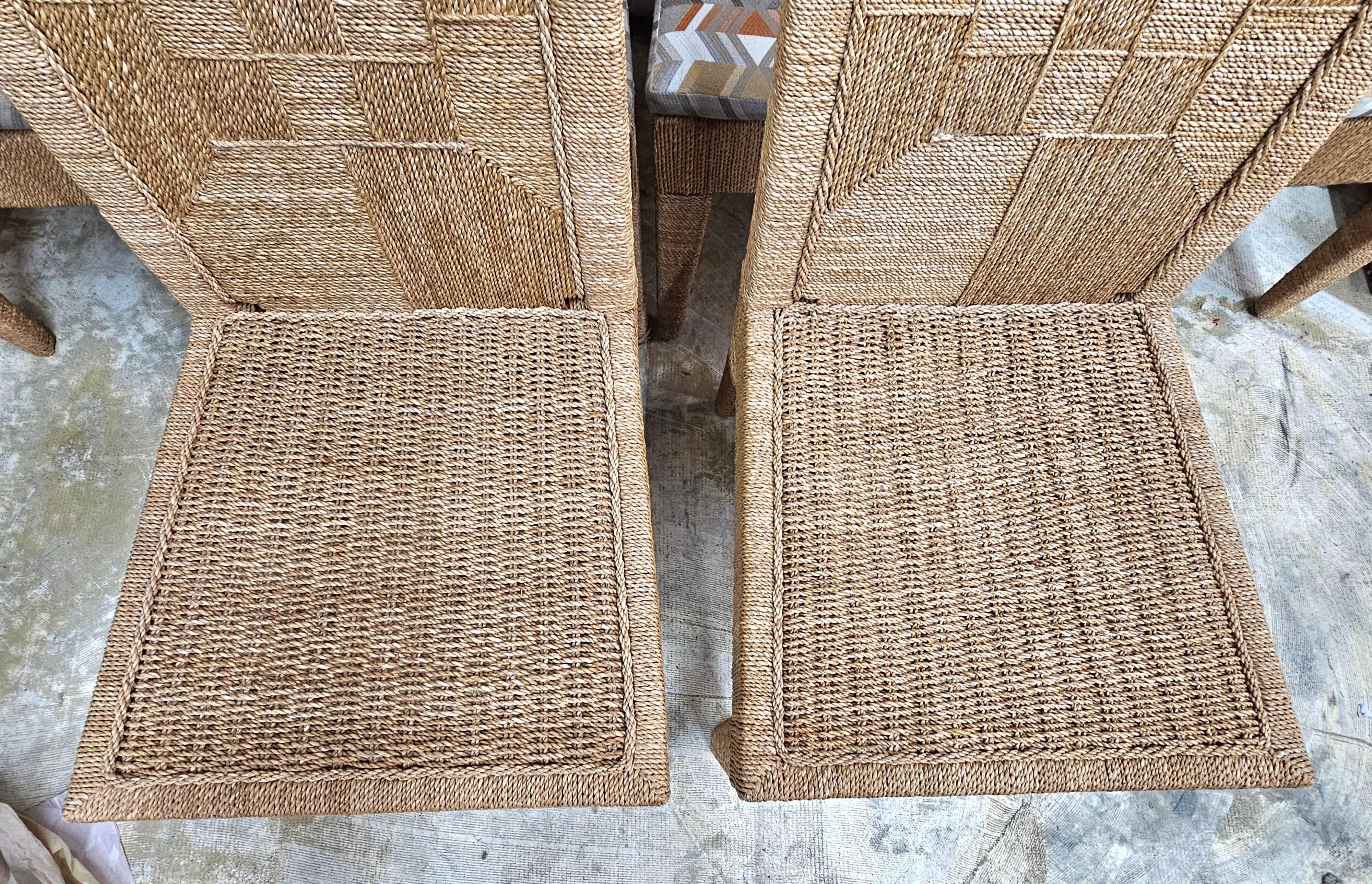 Set di sei sedie da pranzo Palecek in legno e abaca intrecciata di Vale In condizioni buone in vendita a Germantown, MD