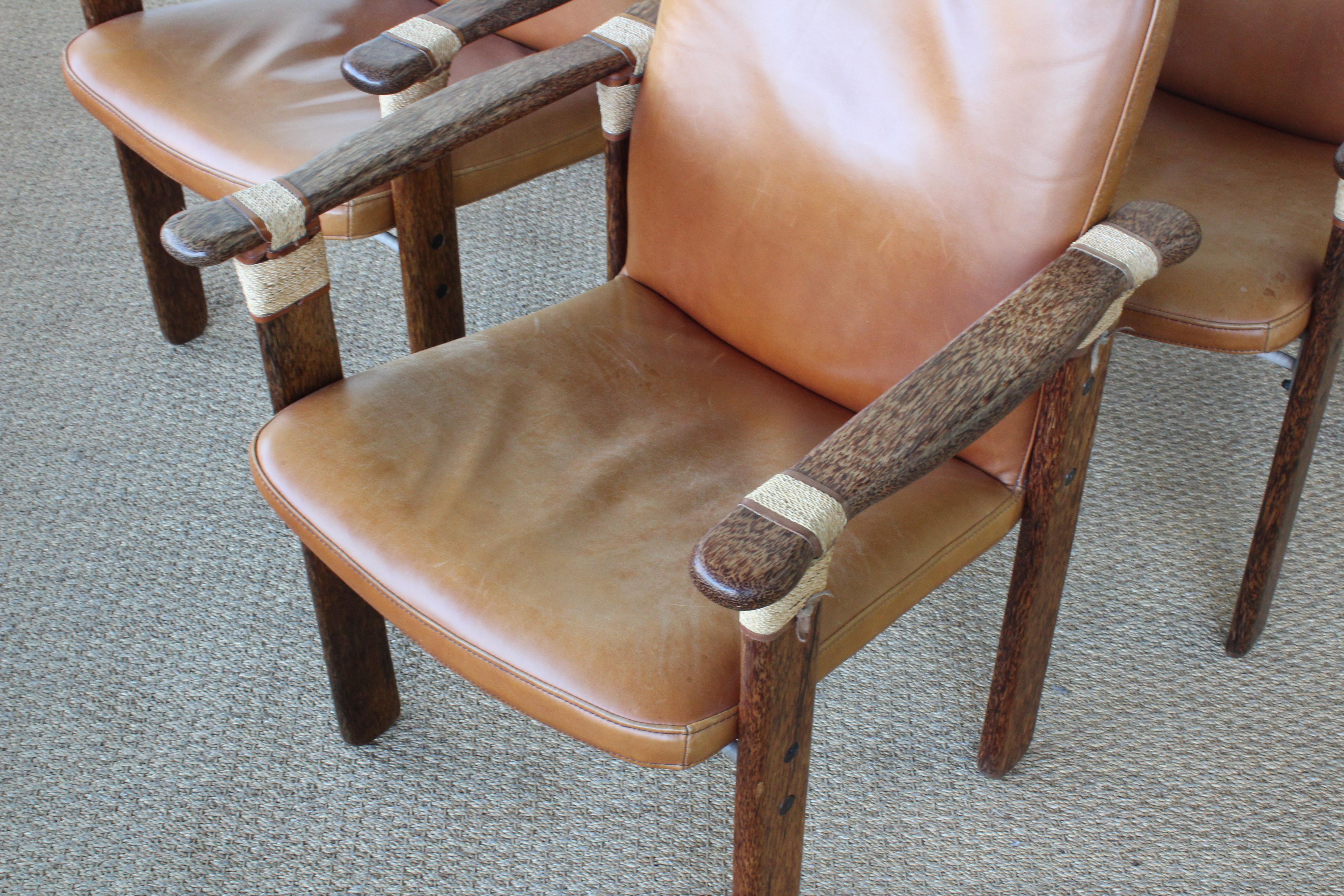 Set of Six Palm Wood Armchairs by Pacific Green, Australia, 1990s 4