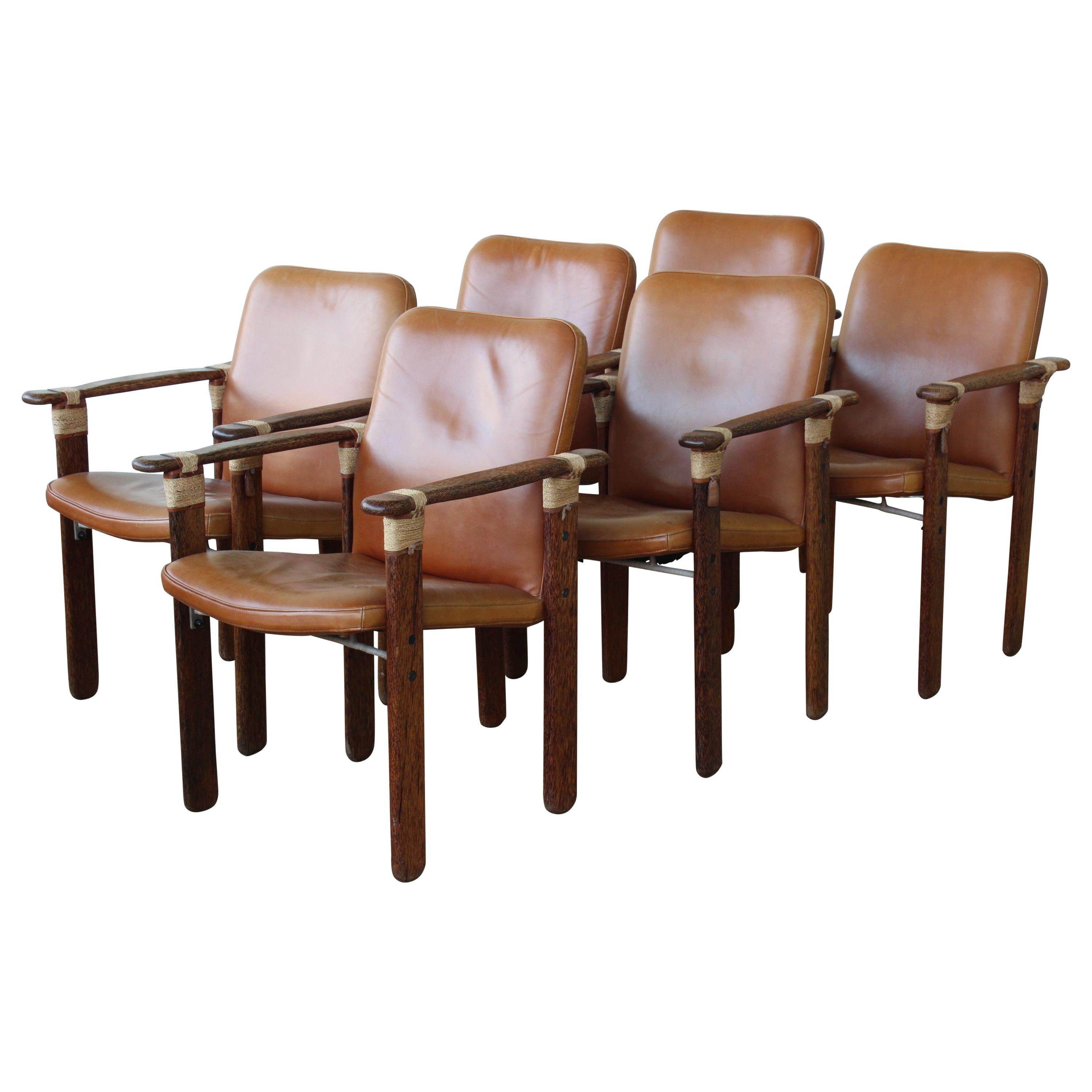 Set of Six Palm Wood Armchairs by Pacific Green, Australia, 1990s
