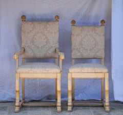 Set of Six Parcel Gilt Vintage Dining Chairs with Finials in the French Taste