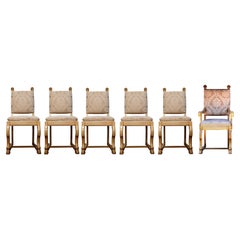 Set of Six Parcel Gilt Vintage Dining Chairs with Finials in the French Taste
