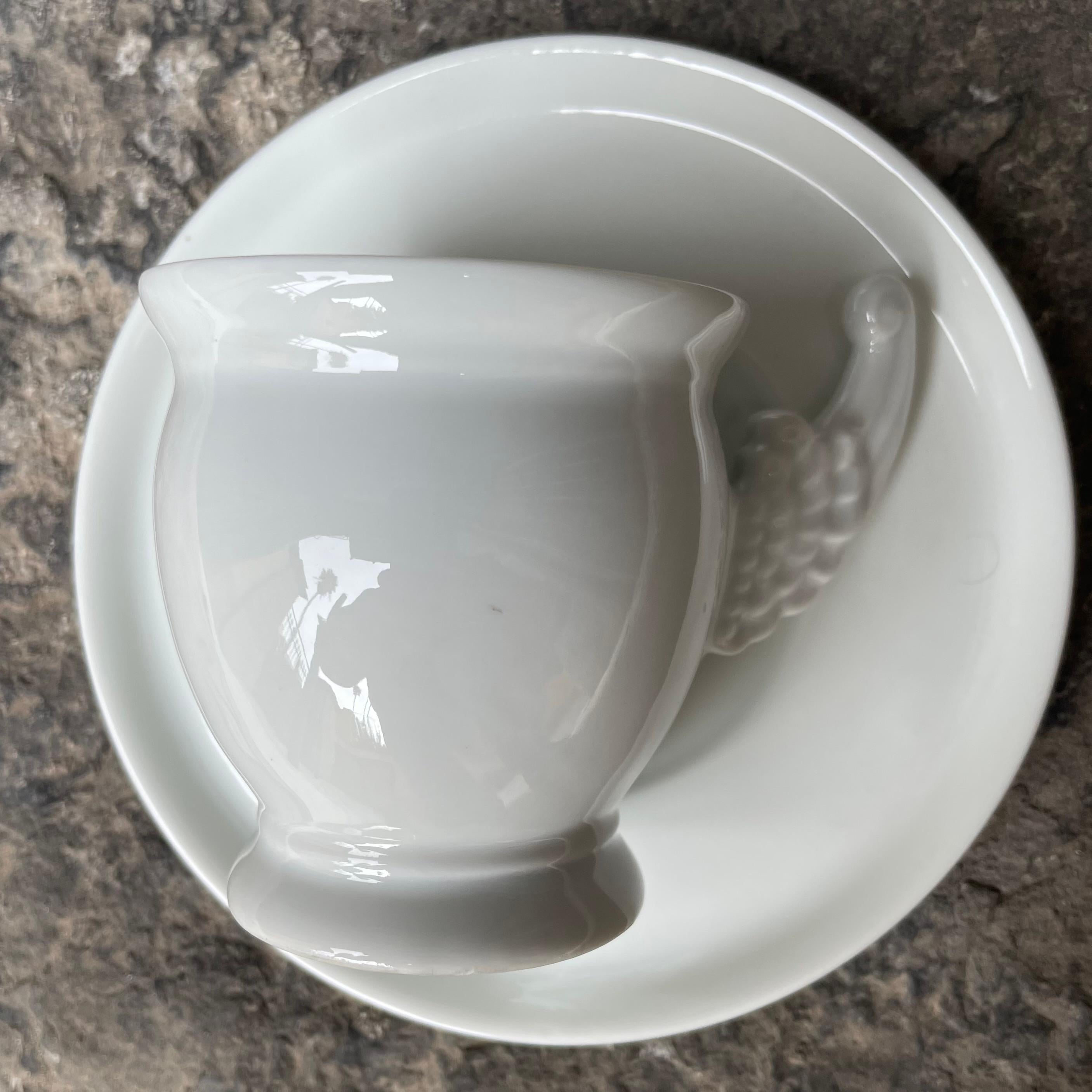 Glazed Set of Six Paris Porcelain Angel Wing Cups  For Sale