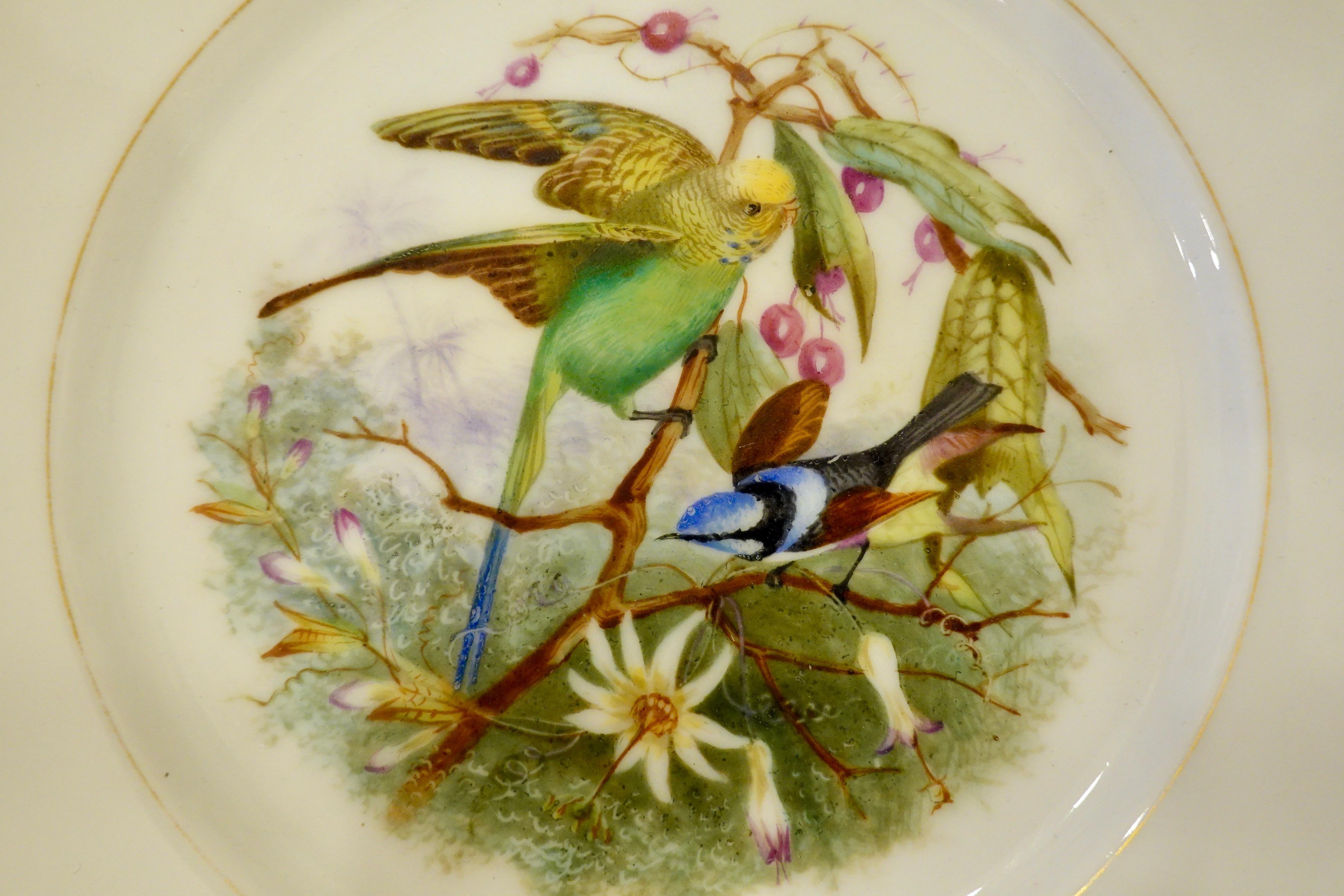 Set of Six Paris Porcelain Fruit Plates with Hand-Painted Scenes of Animals For Sale 2