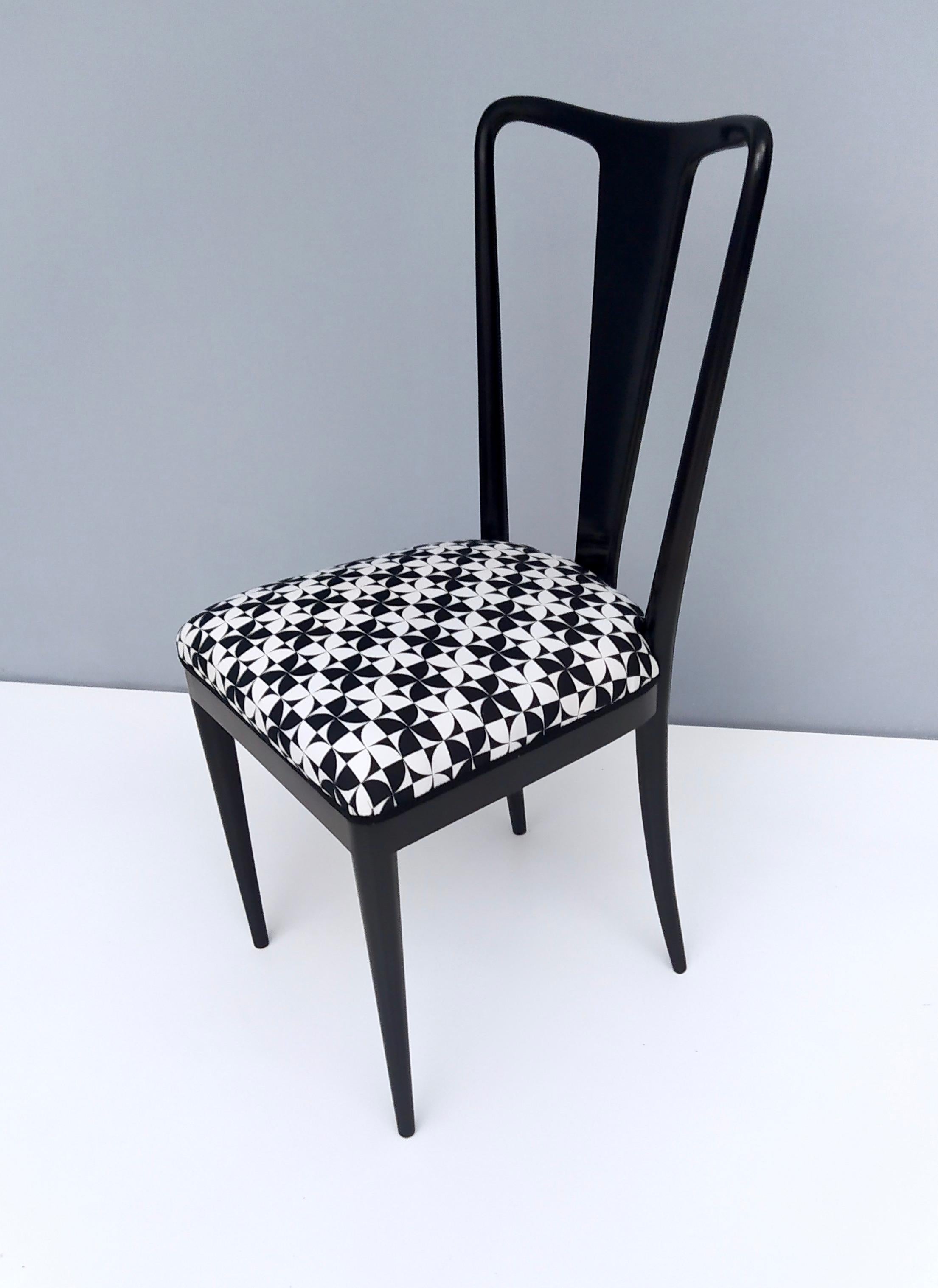 Set of Six Patterned Ebonized Walnut Chairs by Guglielmo Ulrich, Italy 3