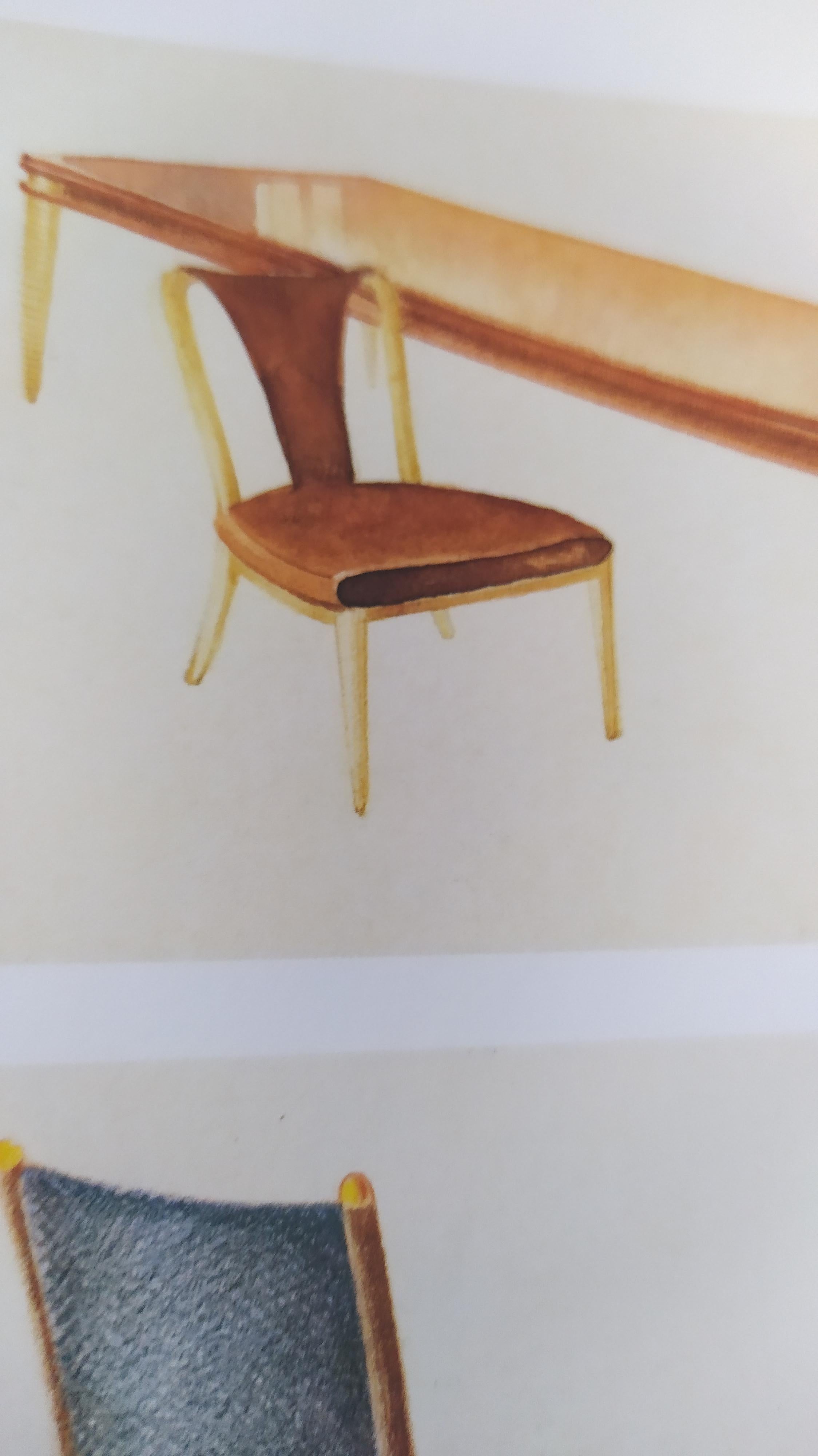Set of Six Patterned Ebonized Walnut Chairs by Guglielmo Ulrich, Italy 8