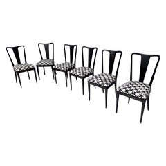 Set of Six Patterned Ebonized Walnut Chairs by Guglielmo Ulrich, Italy