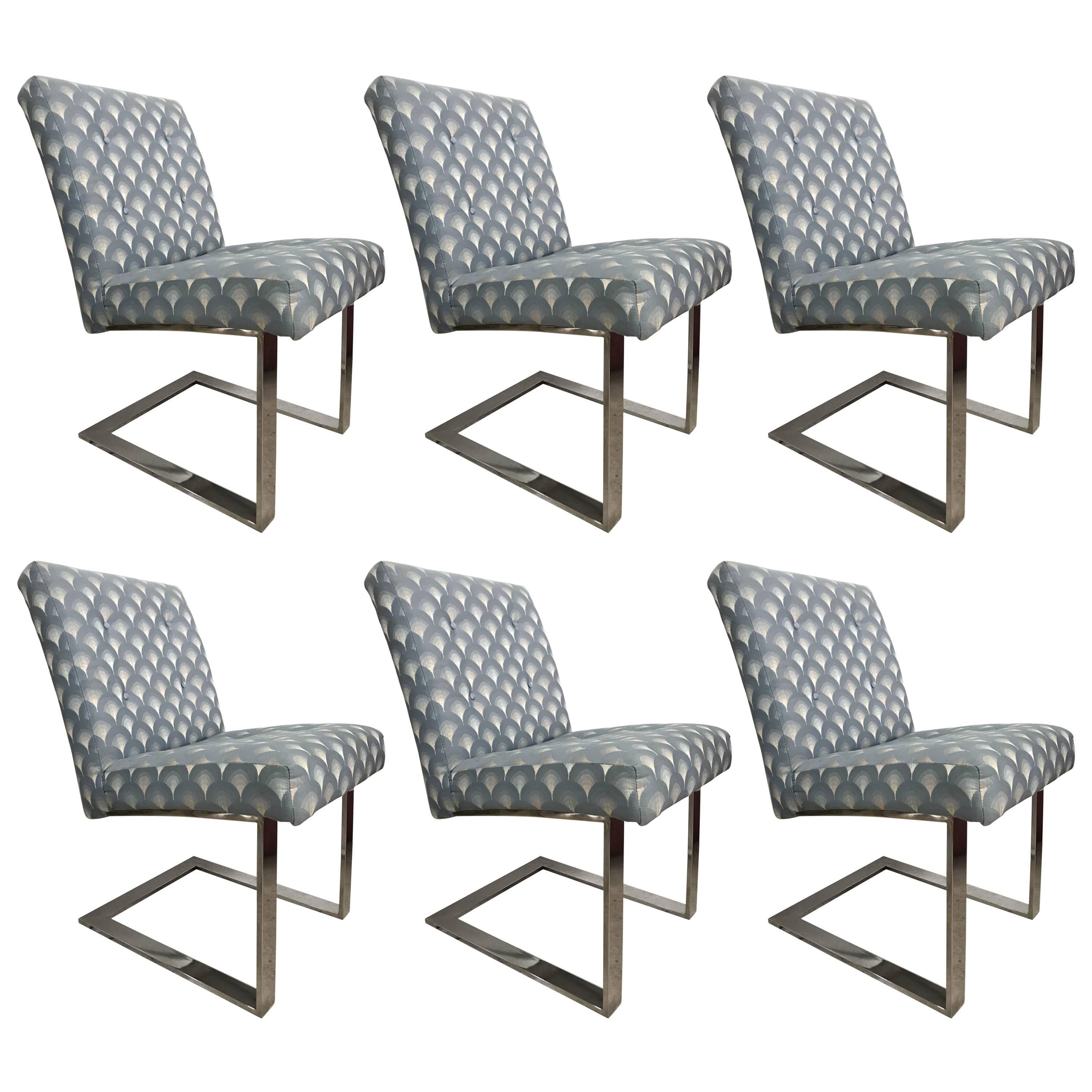 Set of Six Paul Evans Cantelivered Dining Chairs for Directional