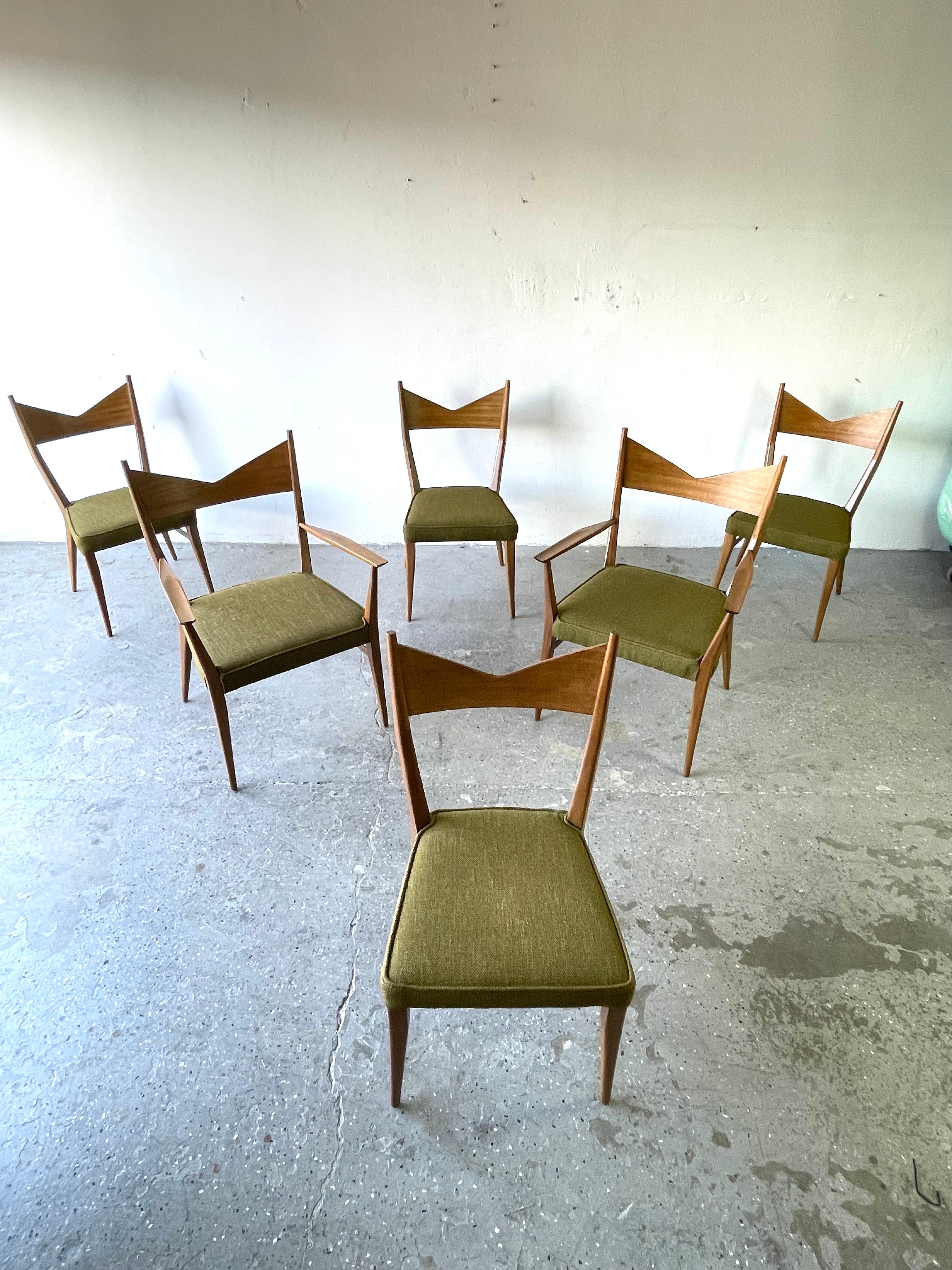 Set of Six Paul McCobb for Directional Sculpted Mahogany Bowtie Dining Chairs 3