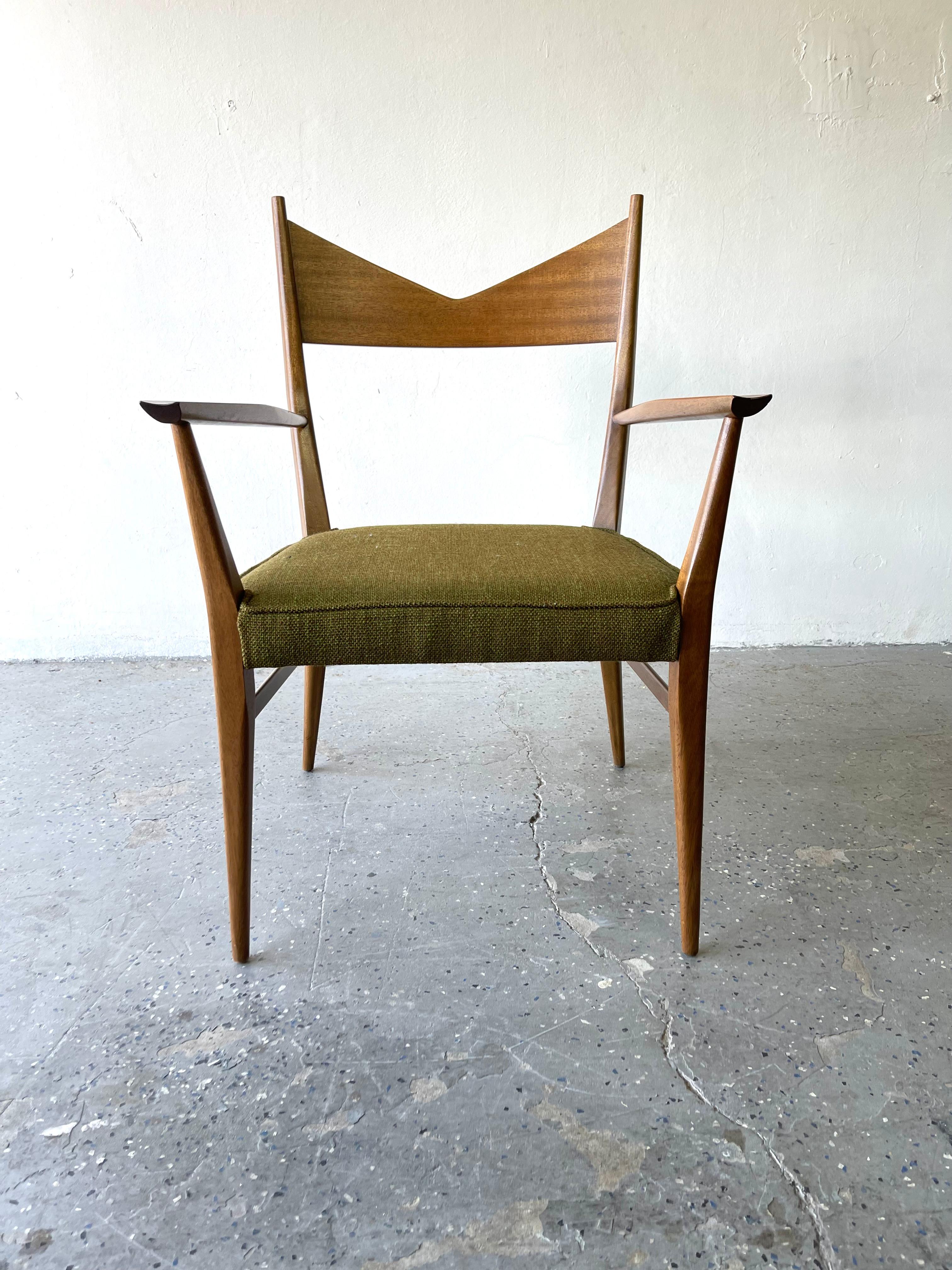 Mid-Century Modern Set of Six Paul McCobb for Directional Sculpted Mahogany Bowtie Dining Chairs