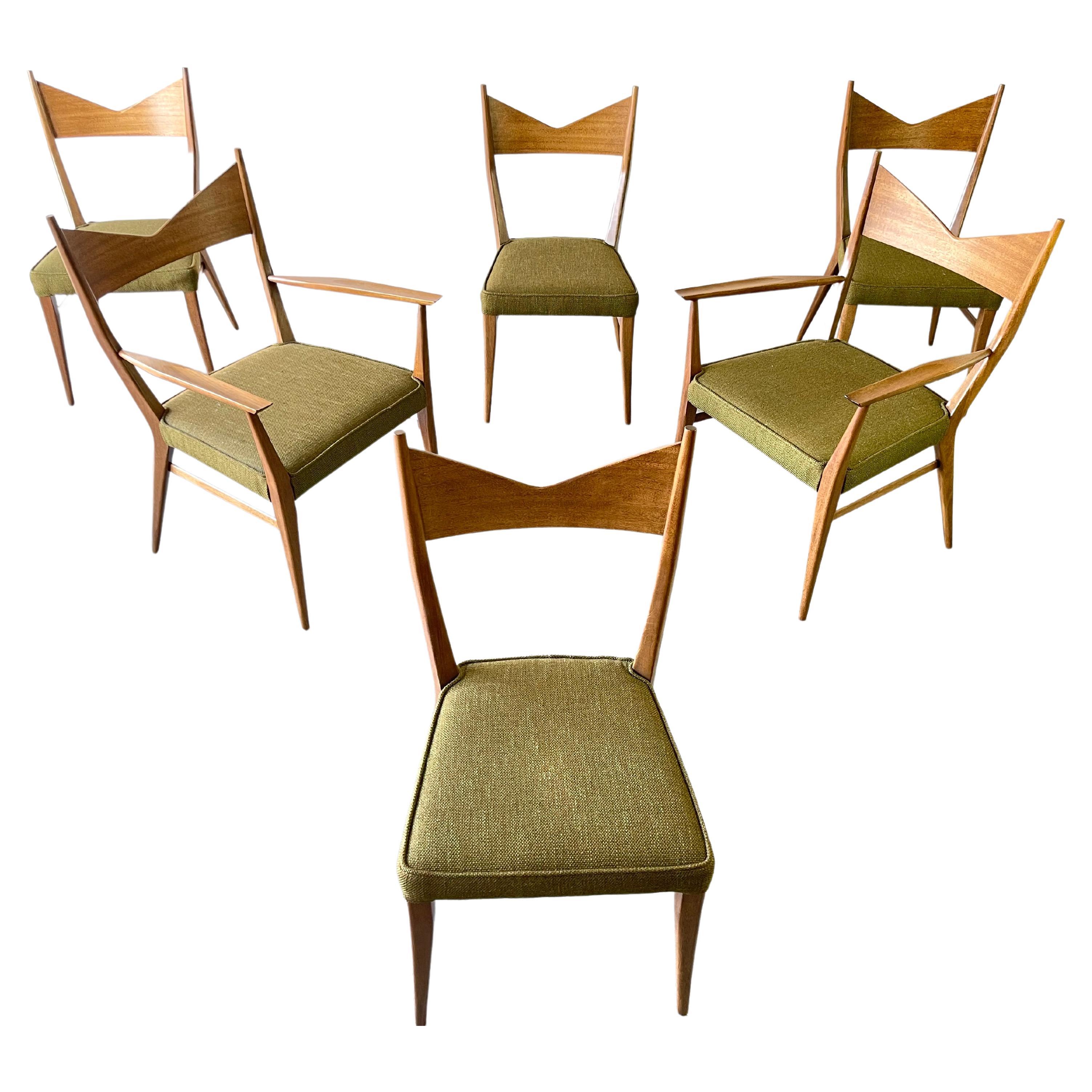 Set of Six Paul McCobb for Directional Sculpted Mahogany Bowtie Dining Chairs