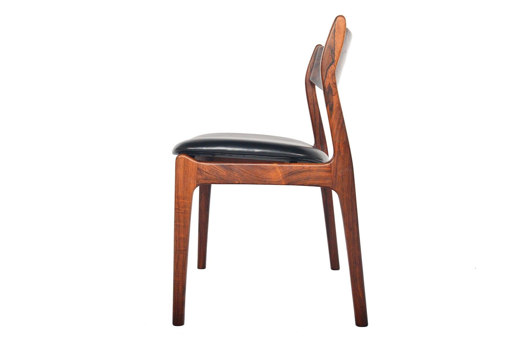 Set of Six P.E. Jørgensen Rosewood and Leather Dining Chairs 6