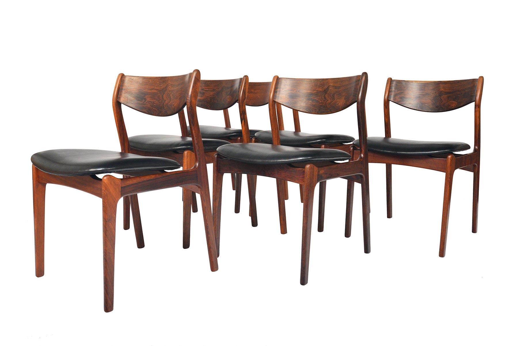 Danish Set of Six P.E. Jørgensen Rosewood and Leather Dining Chairs