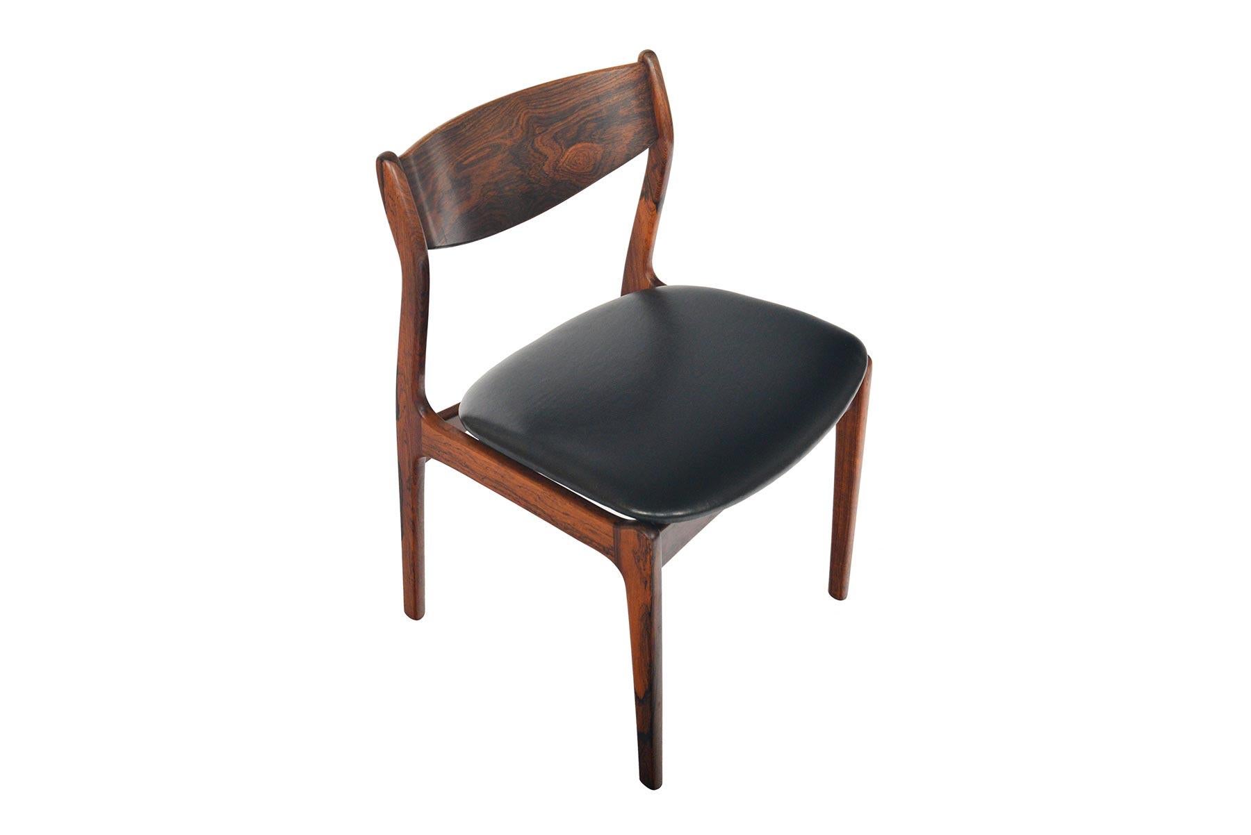 Set of Six P.E. Jørgensen Rosewood and Leather Dining Chairs In Good Condition In Berkeley, CA