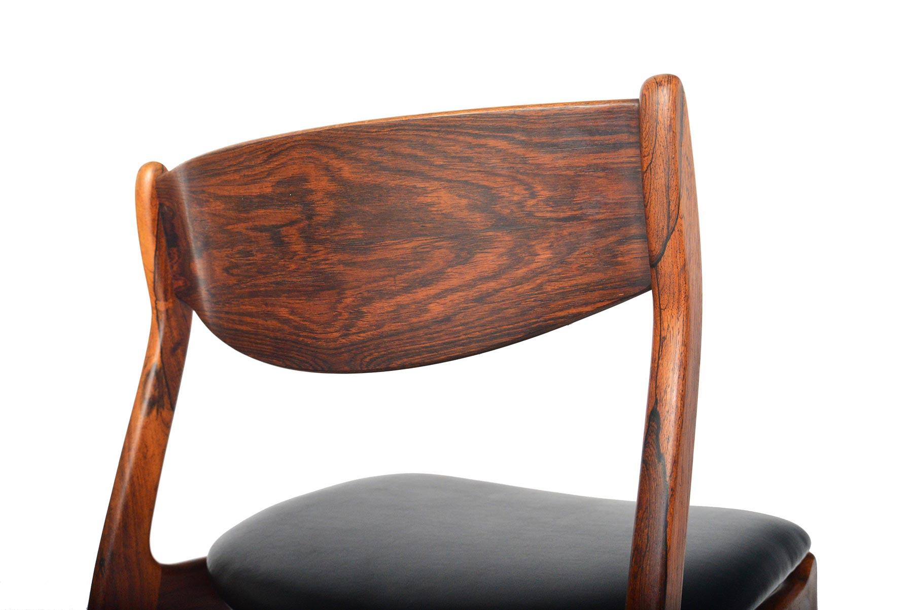 Set of Six P.E. Jørgensen Rosewood and Leather Dining Chairs 3