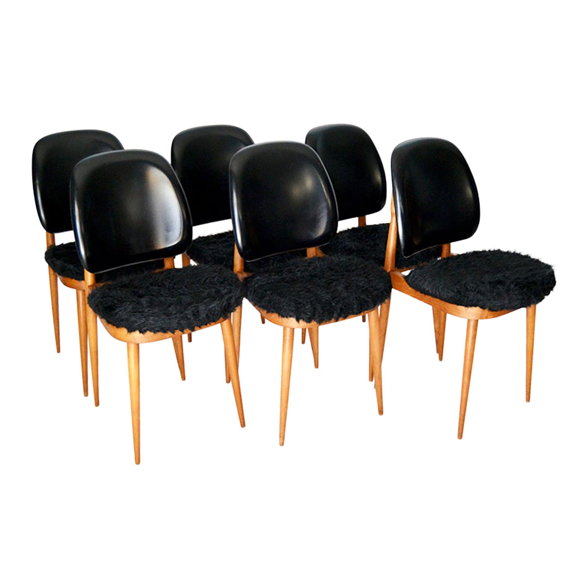 Set of Six Pegase Chairs Edited by Baumann Designed by Pierre Guariche, France For Sale
