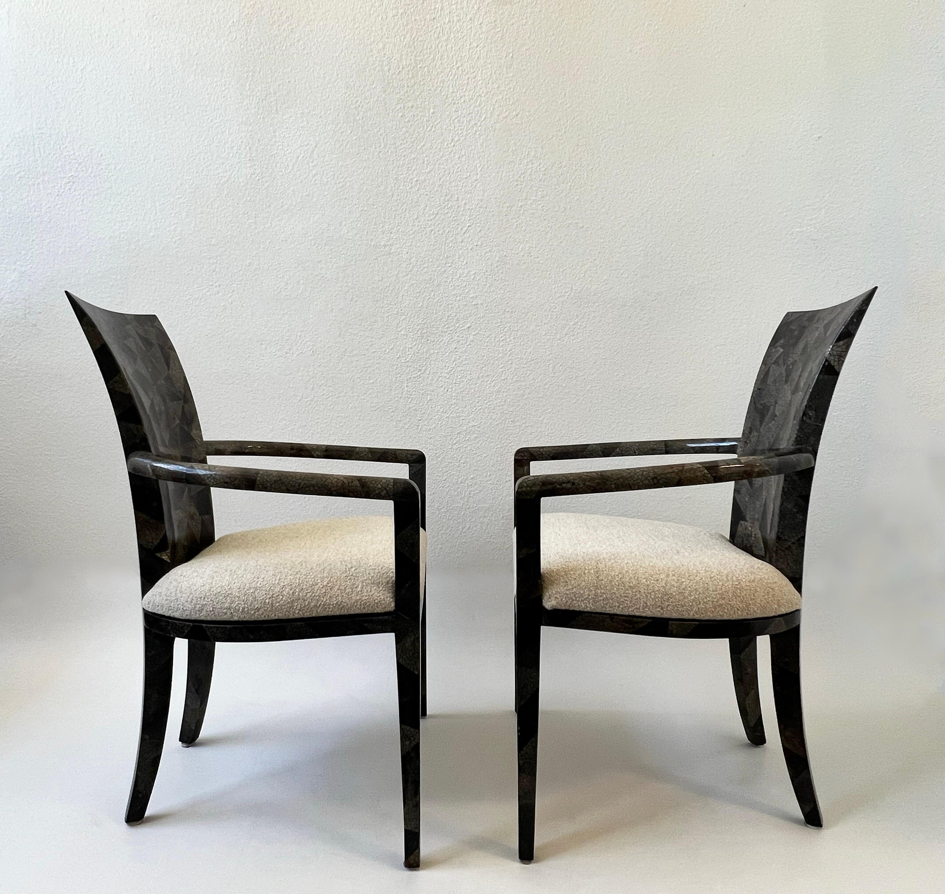 Modern Set of Six Pen Shell Dining Chairs by Marquis Collection of Beverly Hills For Sale