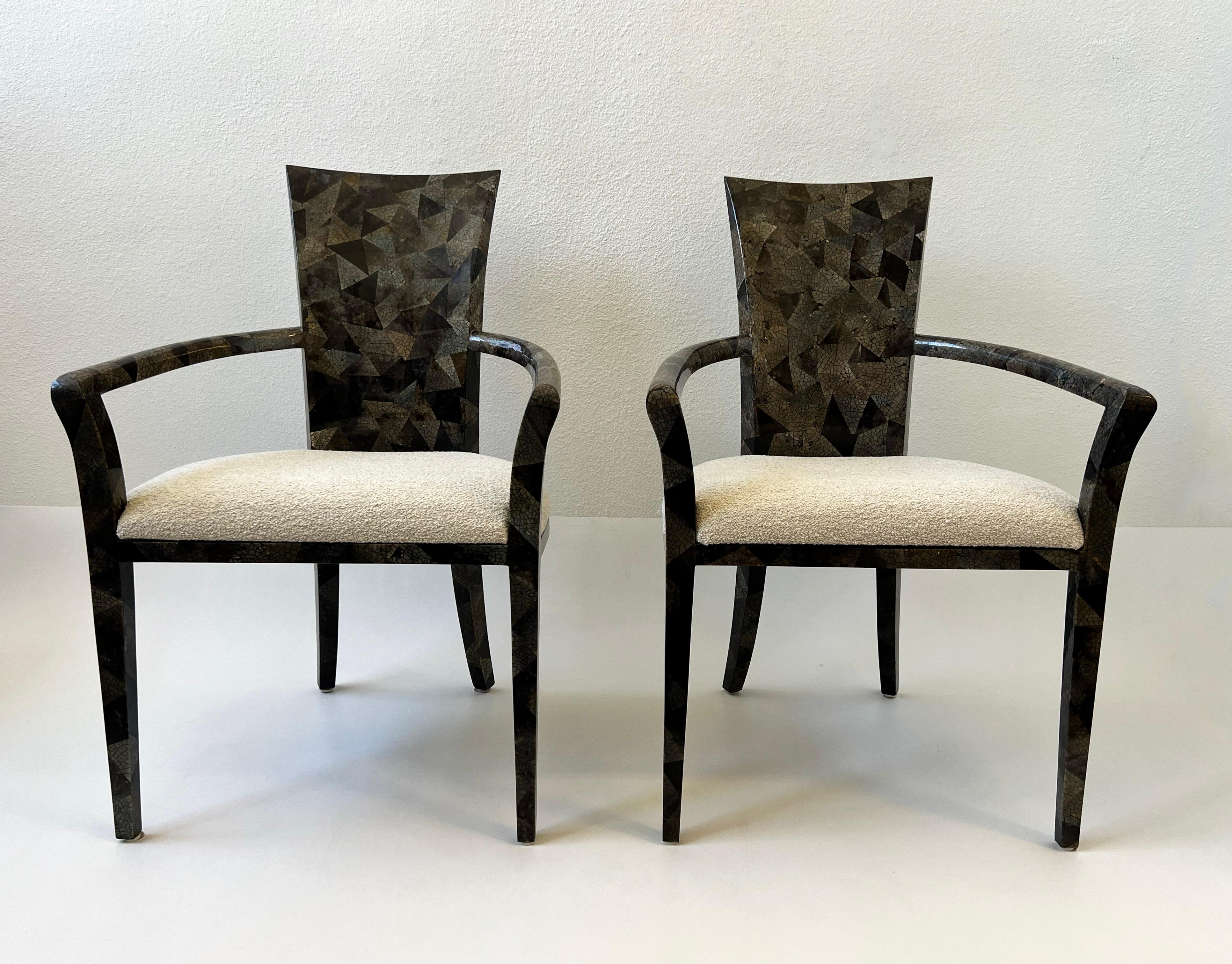 American Set of Six Pen Shell Dining Chairs by Marquis Collection of Beverly Hills For Sale