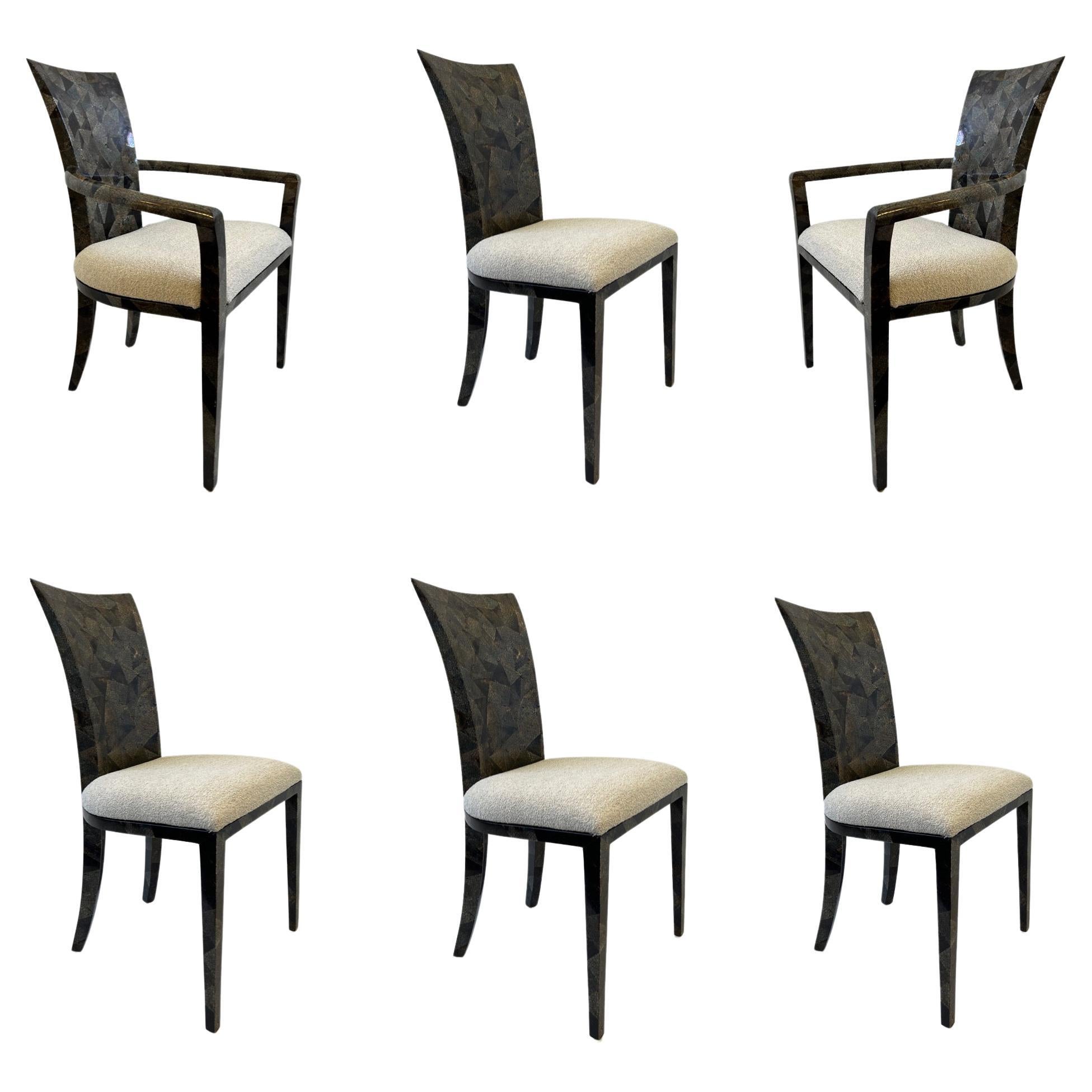 Ensemble de six chaises de salle à manger en coquille de stylo par Marquis Collection of Beverly Hills en vente