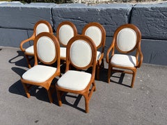 Sechser-Set Esstischstühle aus weißem Bleistiftrohr, 1980er Jahre im Stil von Gabriella Crespi