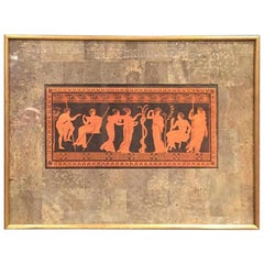 Ensemble de six gravures d'époque Pompéiennes de couleur