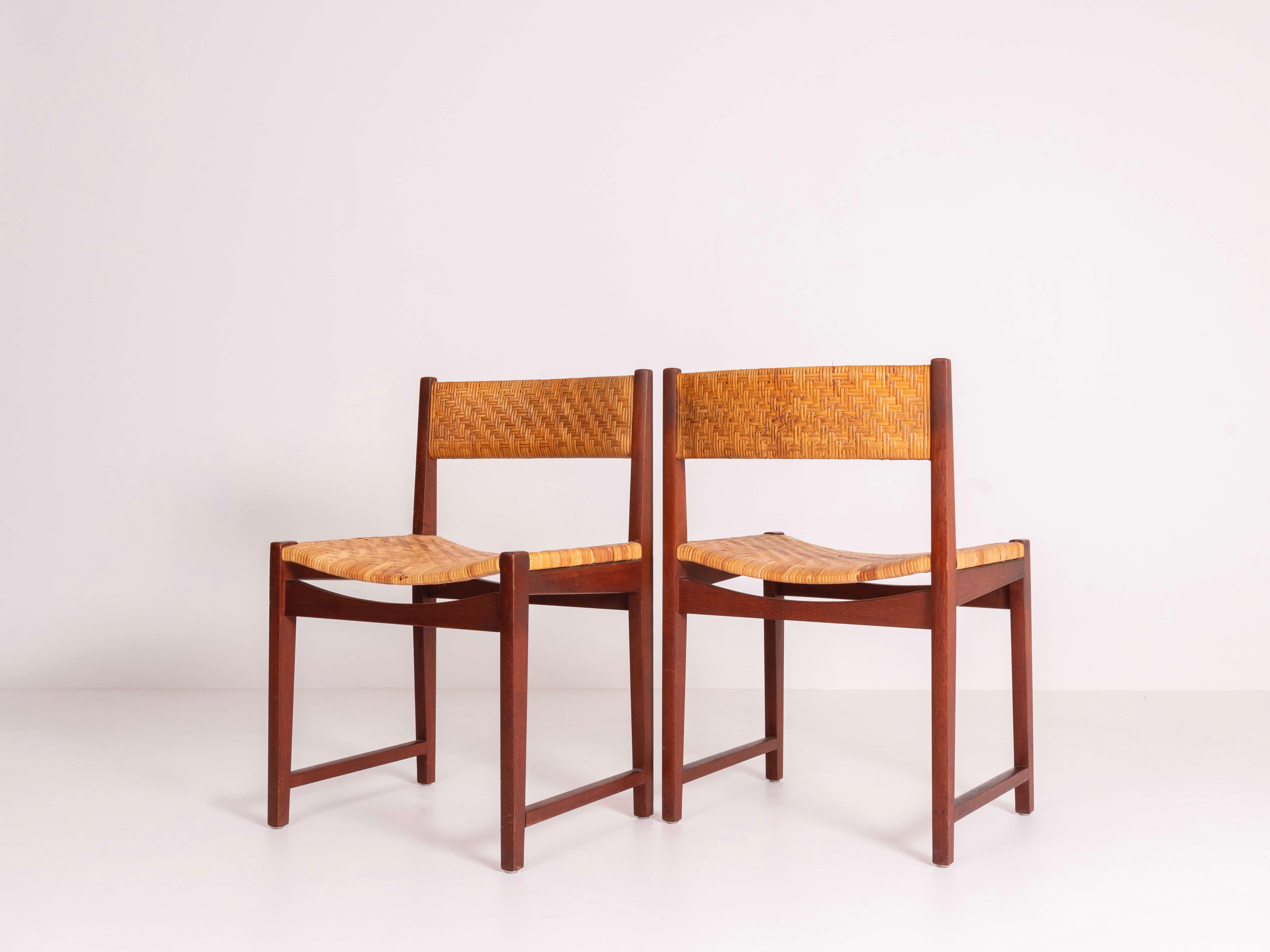 Danois Ensemble de six chaises de salle à manger Peter Hvidt & Orla Mlgaard, modèle 350, Danemark, années 1960