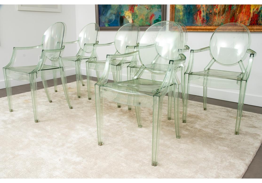 Set of Six Philippe Starck Ghost Armchairs for Kartell In Fair Condition For Sale In Bridgeport, CT