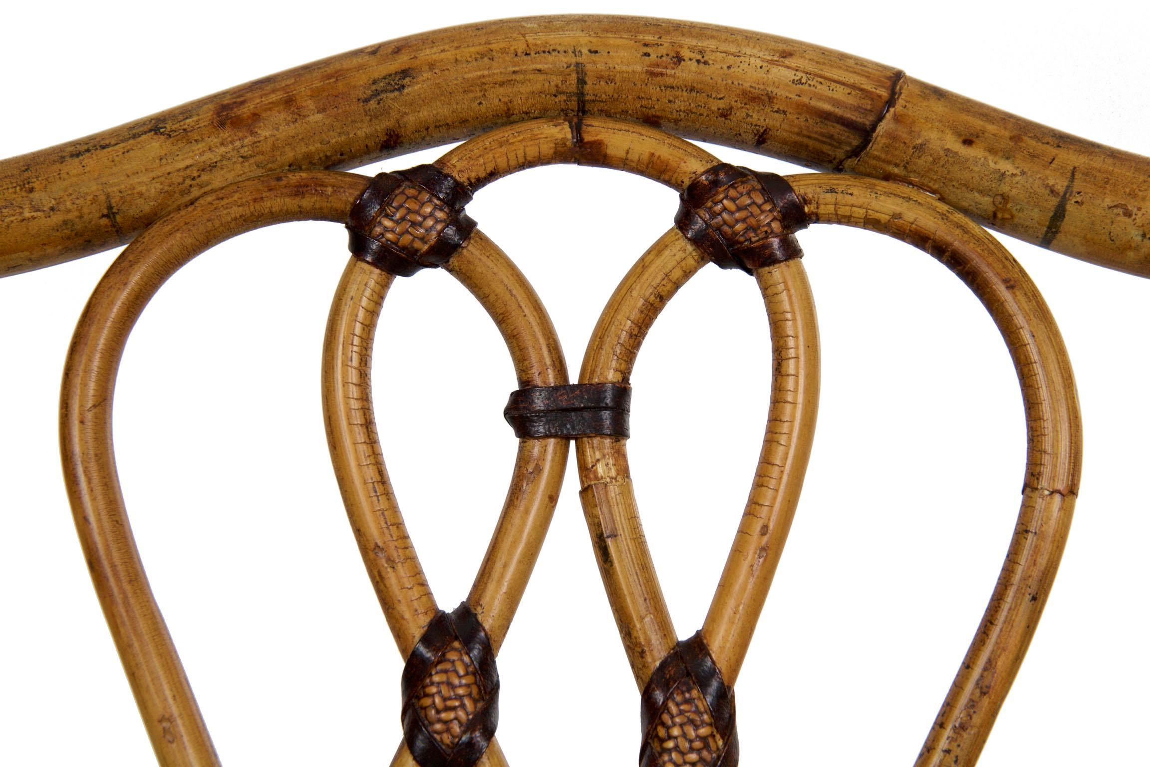 Satz von sechs mit Leder bezogenen Rattan-Esszimmerstühlen von Pierce Martin, 21. Jahrhundert (21. Jahrhundert und zeitgenössisch)