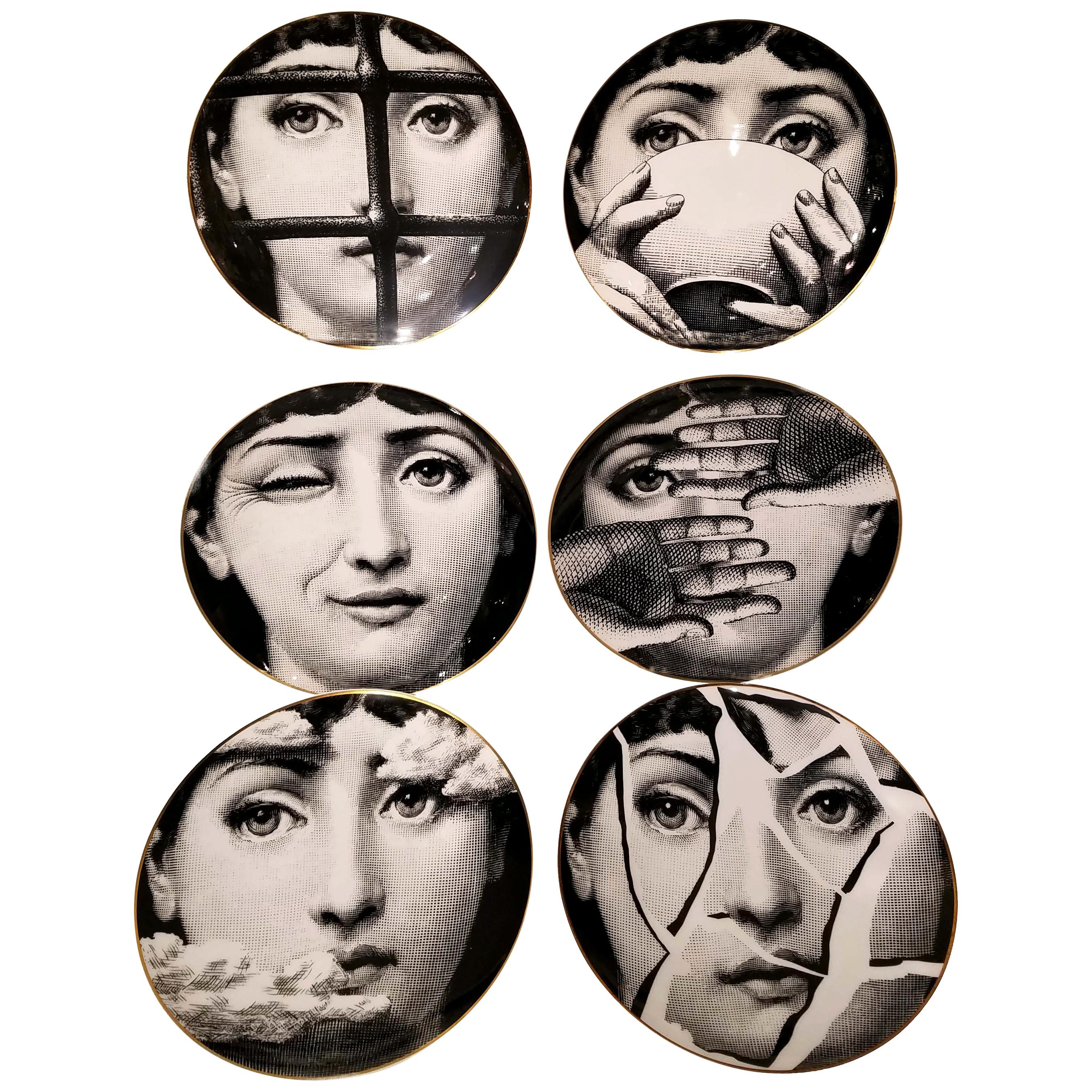 Set of Six Piero Fornasetti for Rosenthal "JULIA" Plates