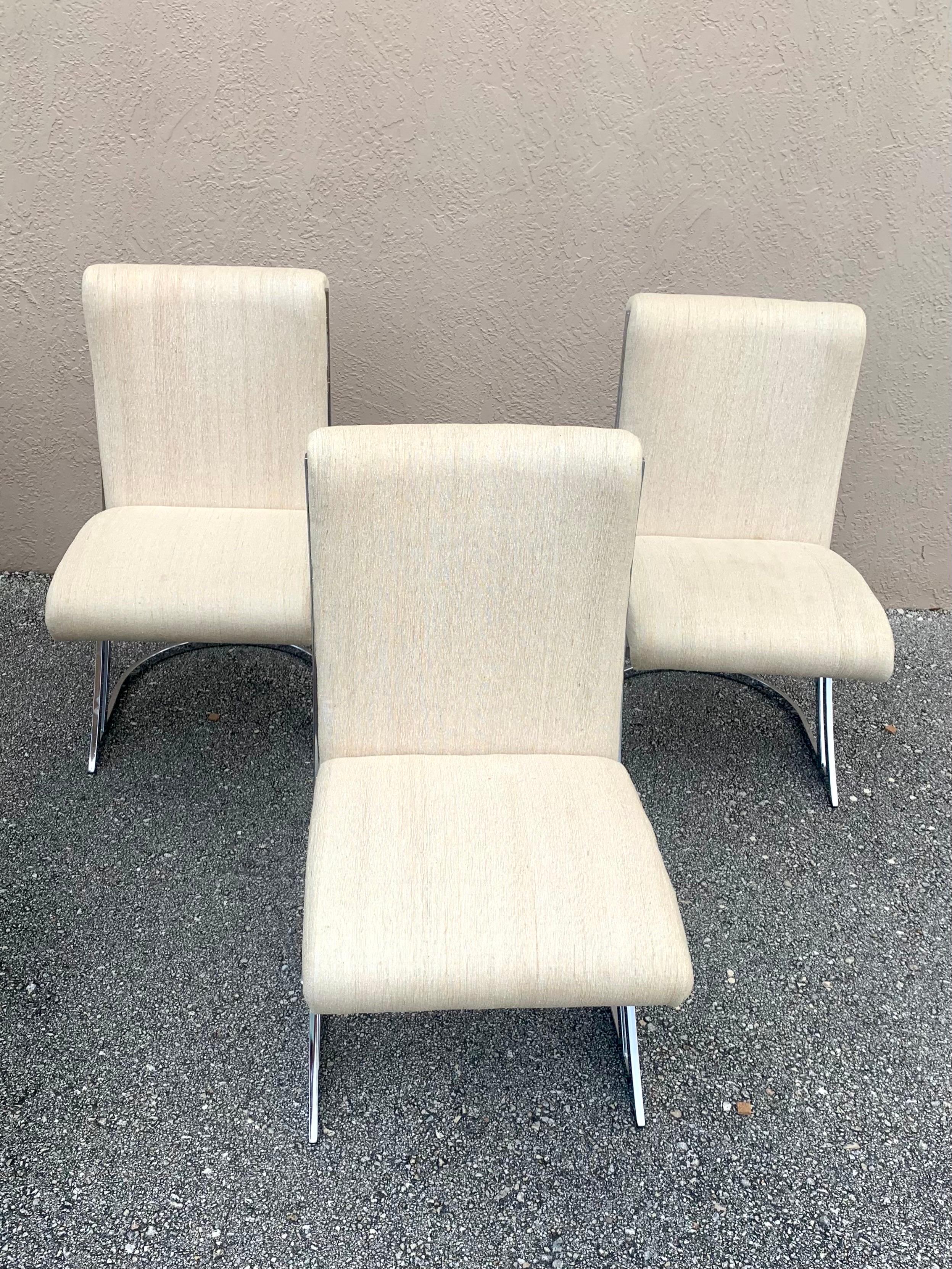 American Set of Six Pierre Cardin Crome Dining Chairs, Mid-Century Modern For Sale
