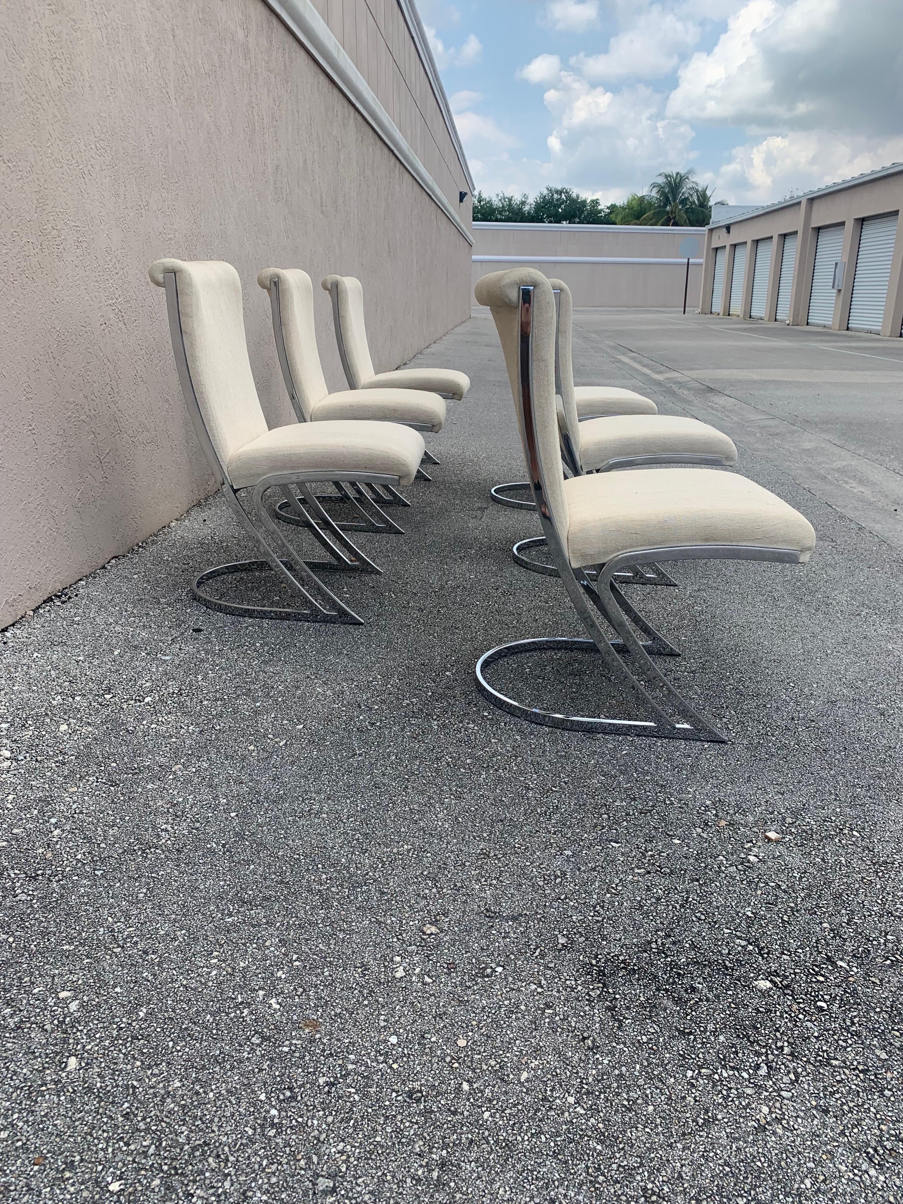 20th Century Set of Six Pierre Cardin Crome Dining Chairs, Mid-Century Modern For Sale