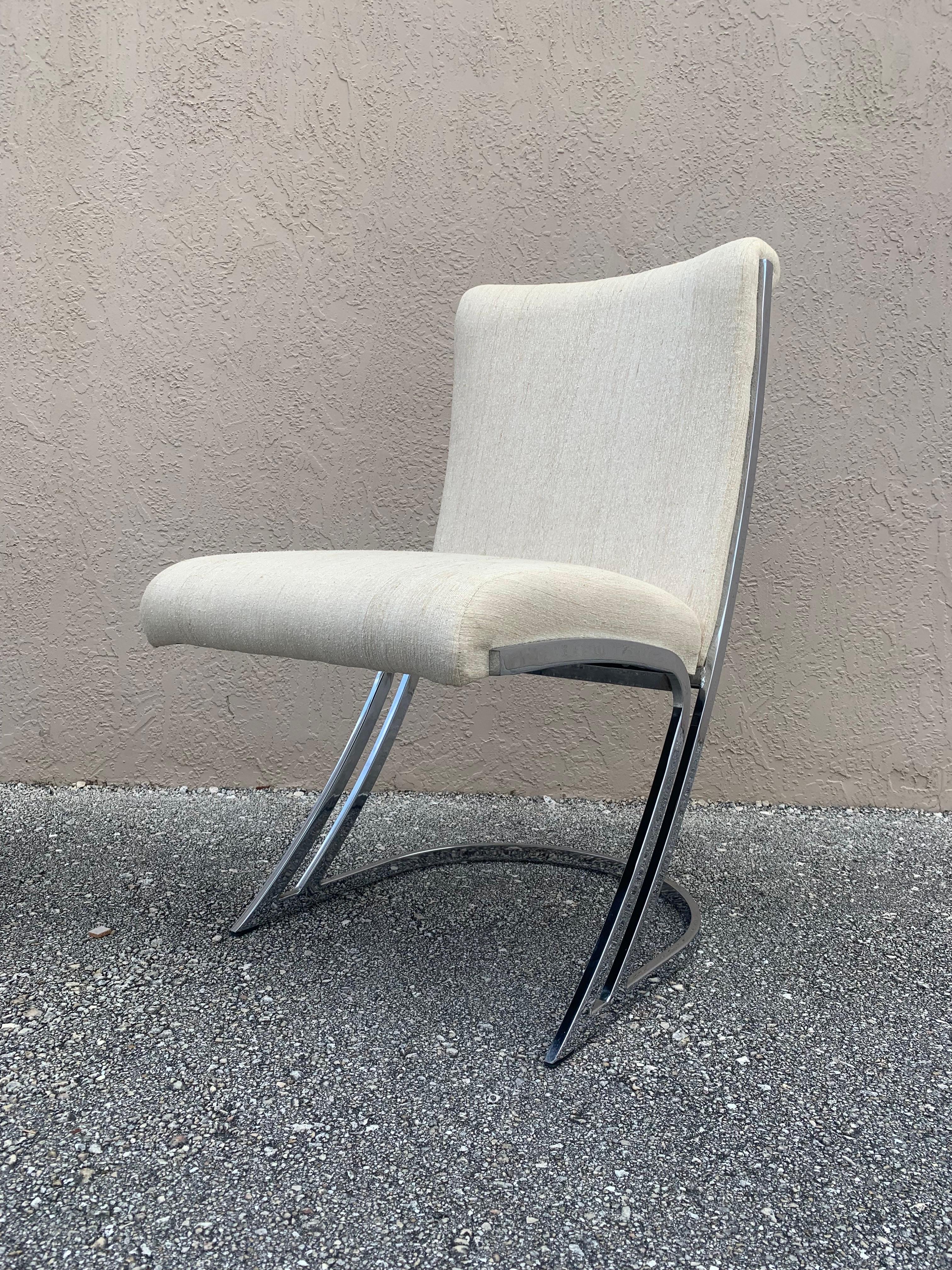 Set of Six Pierre Cardin Crome Dining Chairs, Mid-Century Modern For Sale 2