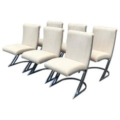 Juego de seis sillas de comedor Pierre Cardin cromadas, Modernas de mediados de siglo