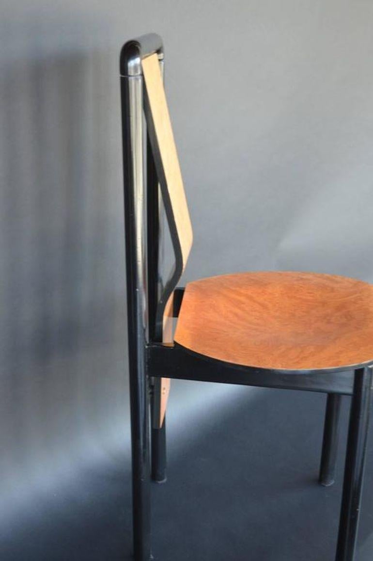 Set di sei sedie da pranzo Pierre Cardin in acero ebanizzato e pecan. U.S.A. Anni '70 in vendita 1