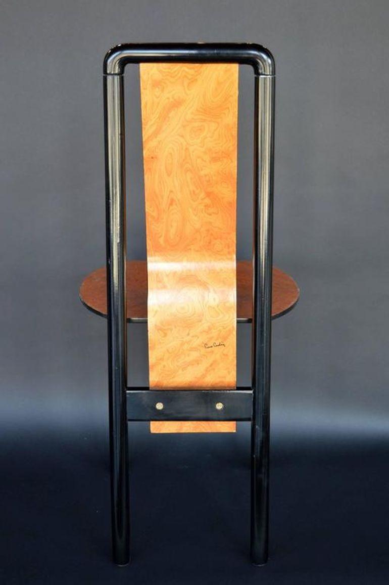 Set di sei sedie da pranzo Pierre Cardin in acero ebanizzato e pecan. U.S.A. Anni '70 in vendita 2