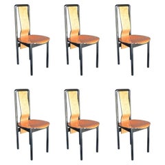 Conjunto de seis sillas de comedor Pierre Cardin de madera de pacana y arce ebonizado. EE.UU. Años 70